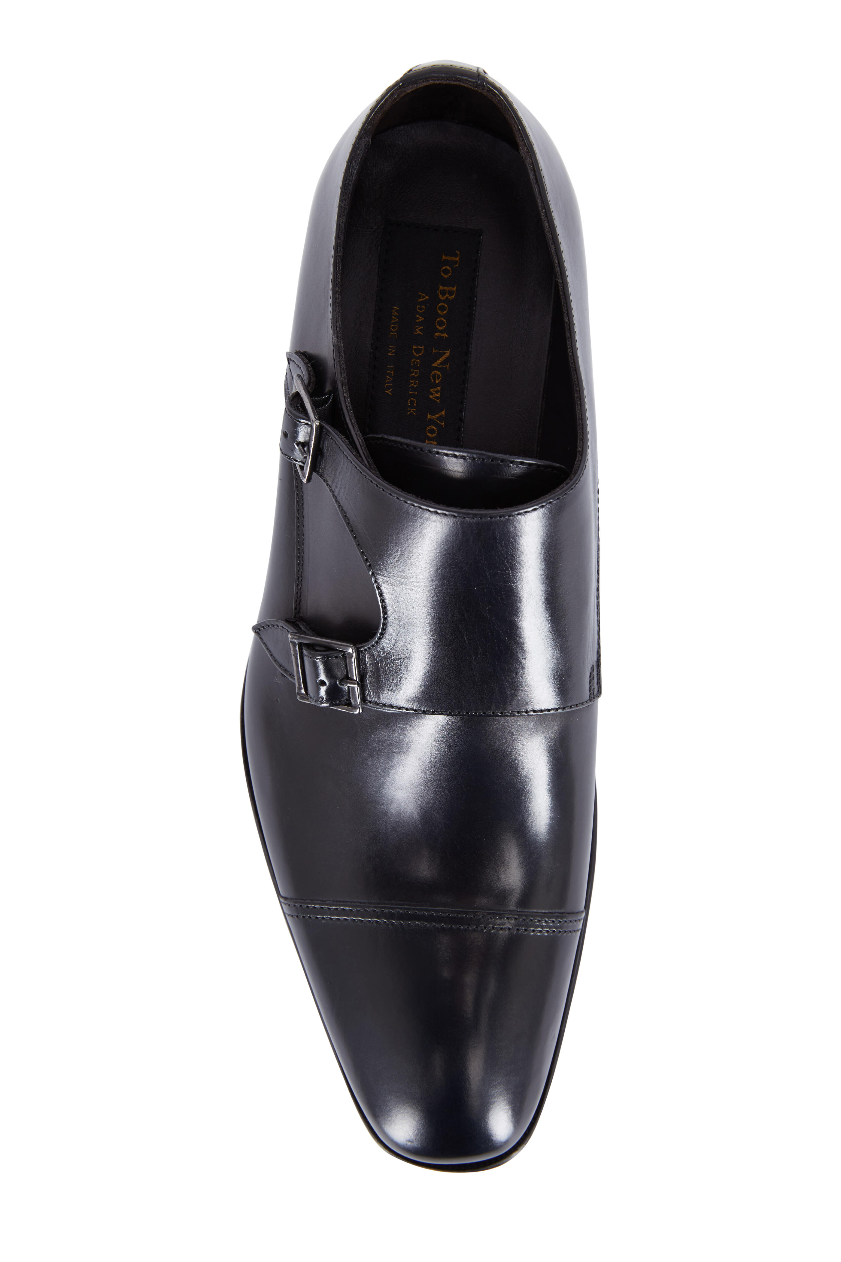 To Boot New York - Grant Black Leather Double Monk Strap Cap-Toe Shoe