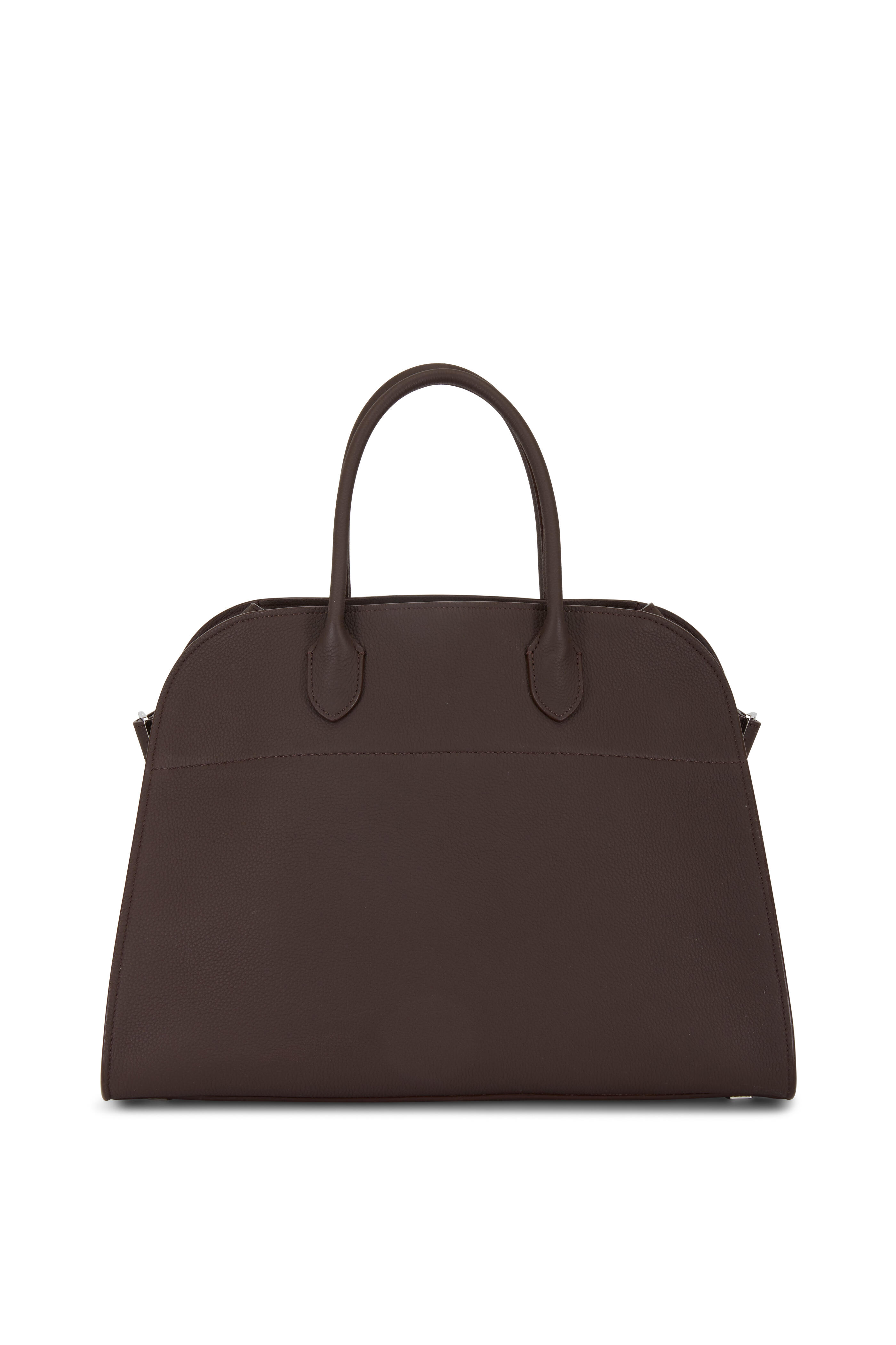 The Row - Margaux 15 Raisin Grained Leather Large Tote