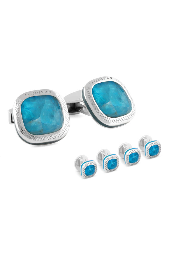 Tateossian - Apatite Doppione Cushion Cufflinks & Studs Set 