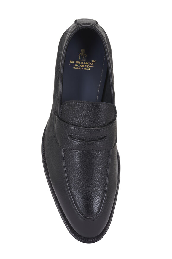 Di Bianco Aviano Black Grained Leather Penny Loafer - view 3