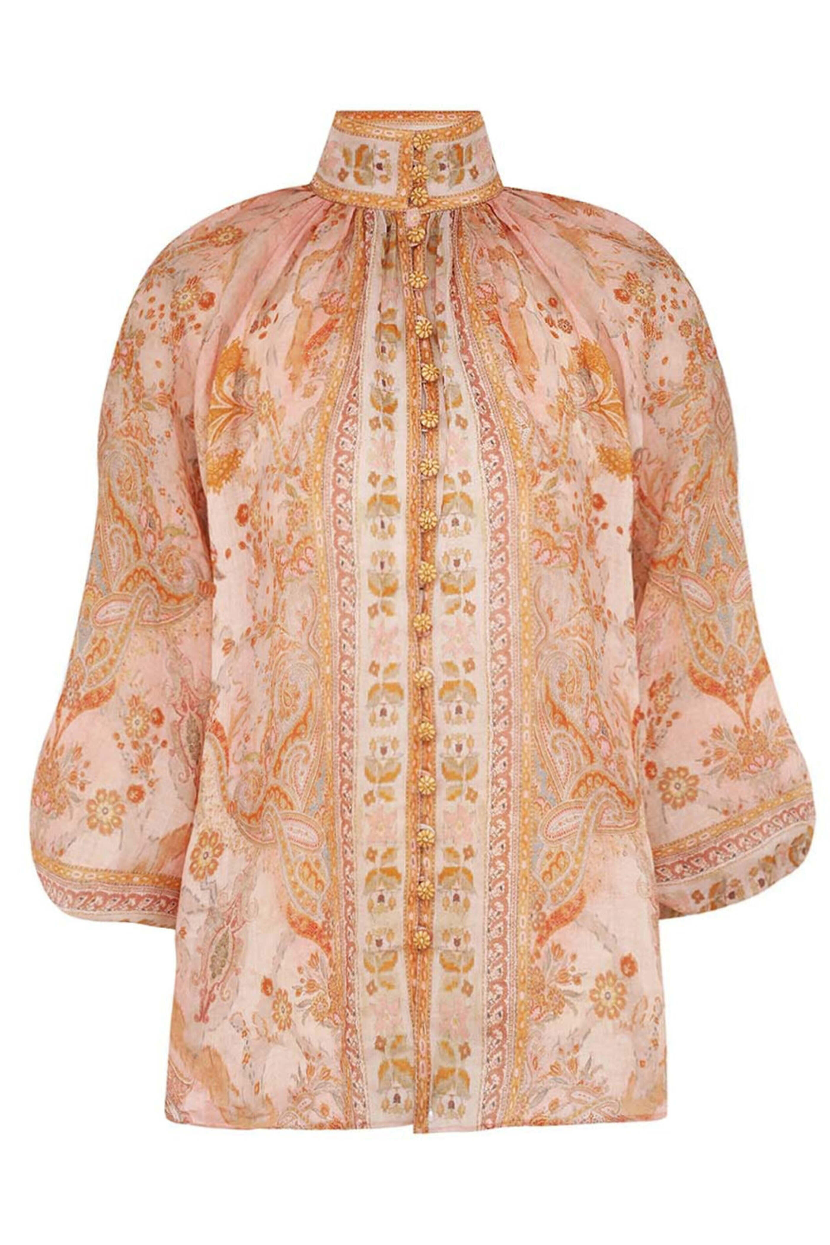 Zimmermann - Cream and Pink Paisley Acacia Billow Blouse