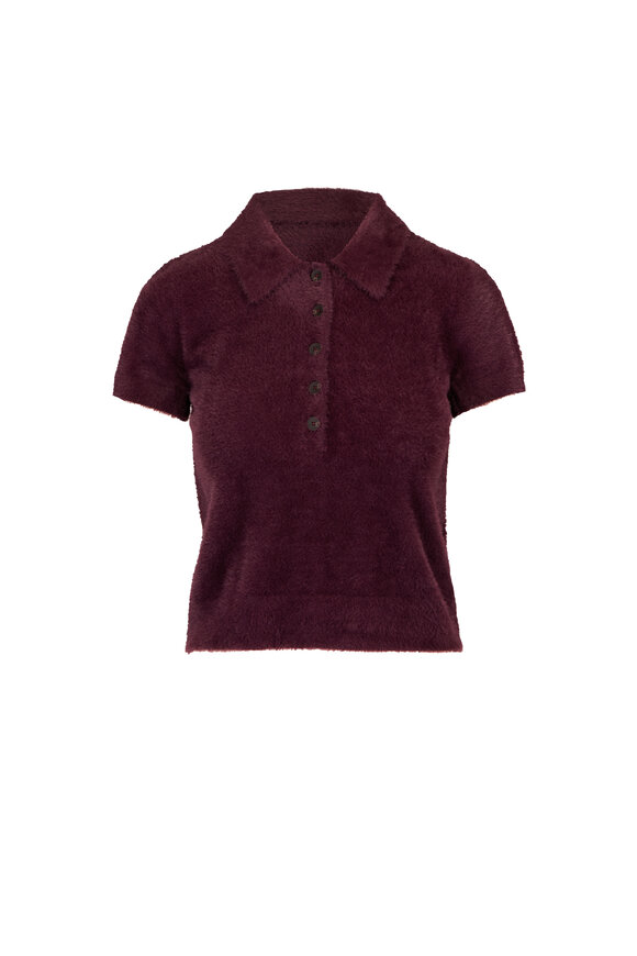 L'Agence Cirrus Dark Plum Cropped Polo - view 1