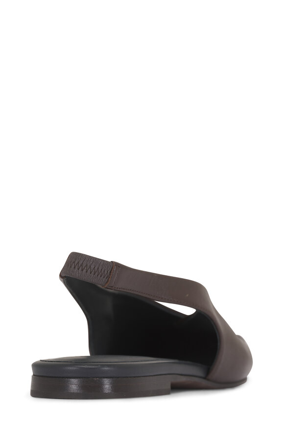 Brunello Cucinelli Dark Brown Leather Flat Slingback - view 7