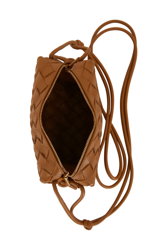 Bottega Veneta - Mini Loop Camel Woven Leather Crossbody