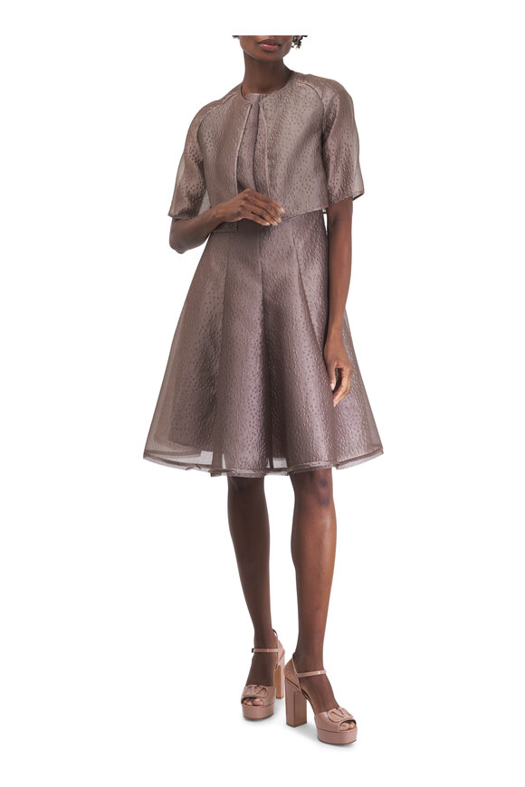 Talbot Runhof Rivet Light Taupe Organza Cocktail Dress - view 2