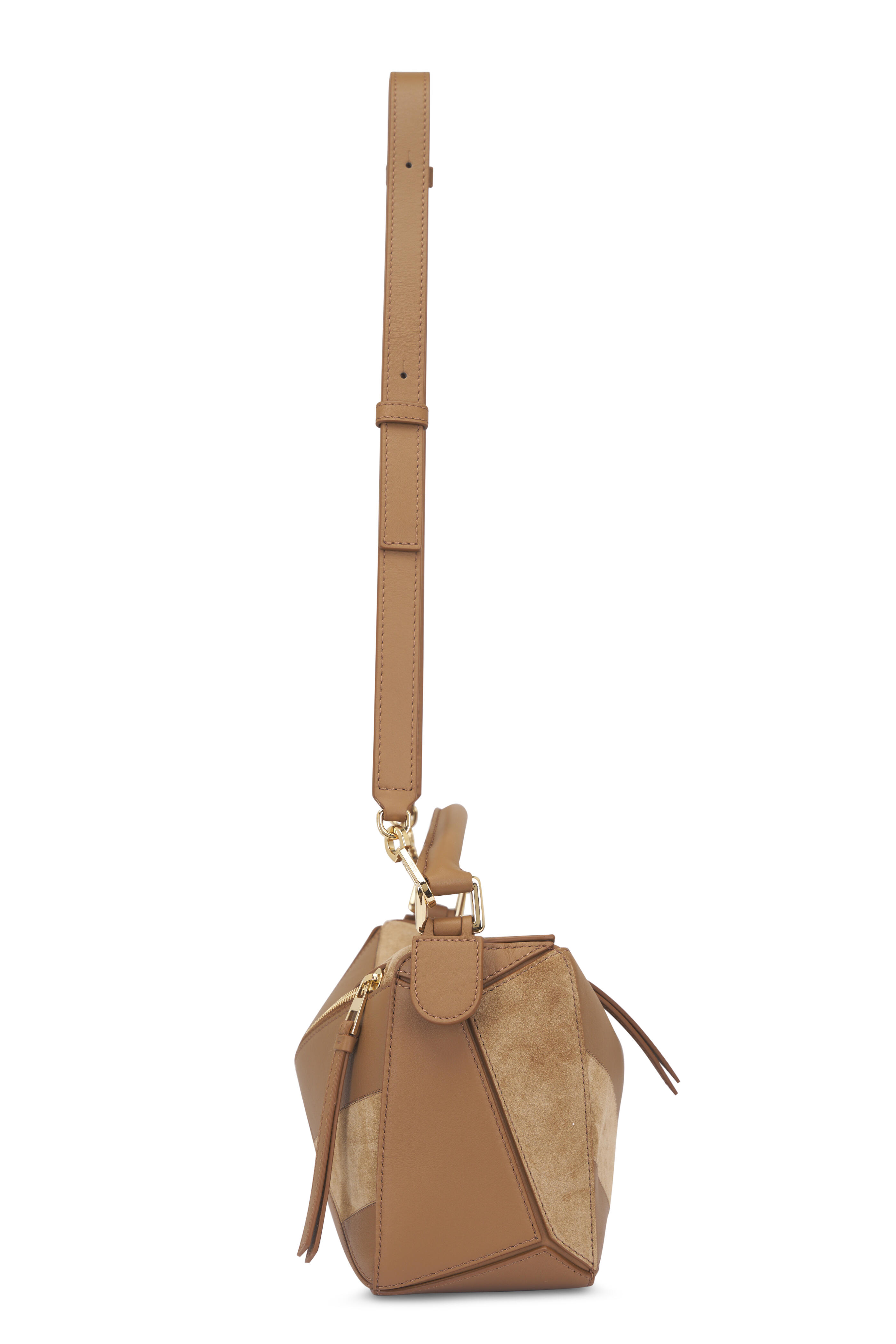 Loewe - Small Puzzle Oak Stripe Leather & Suede Bag