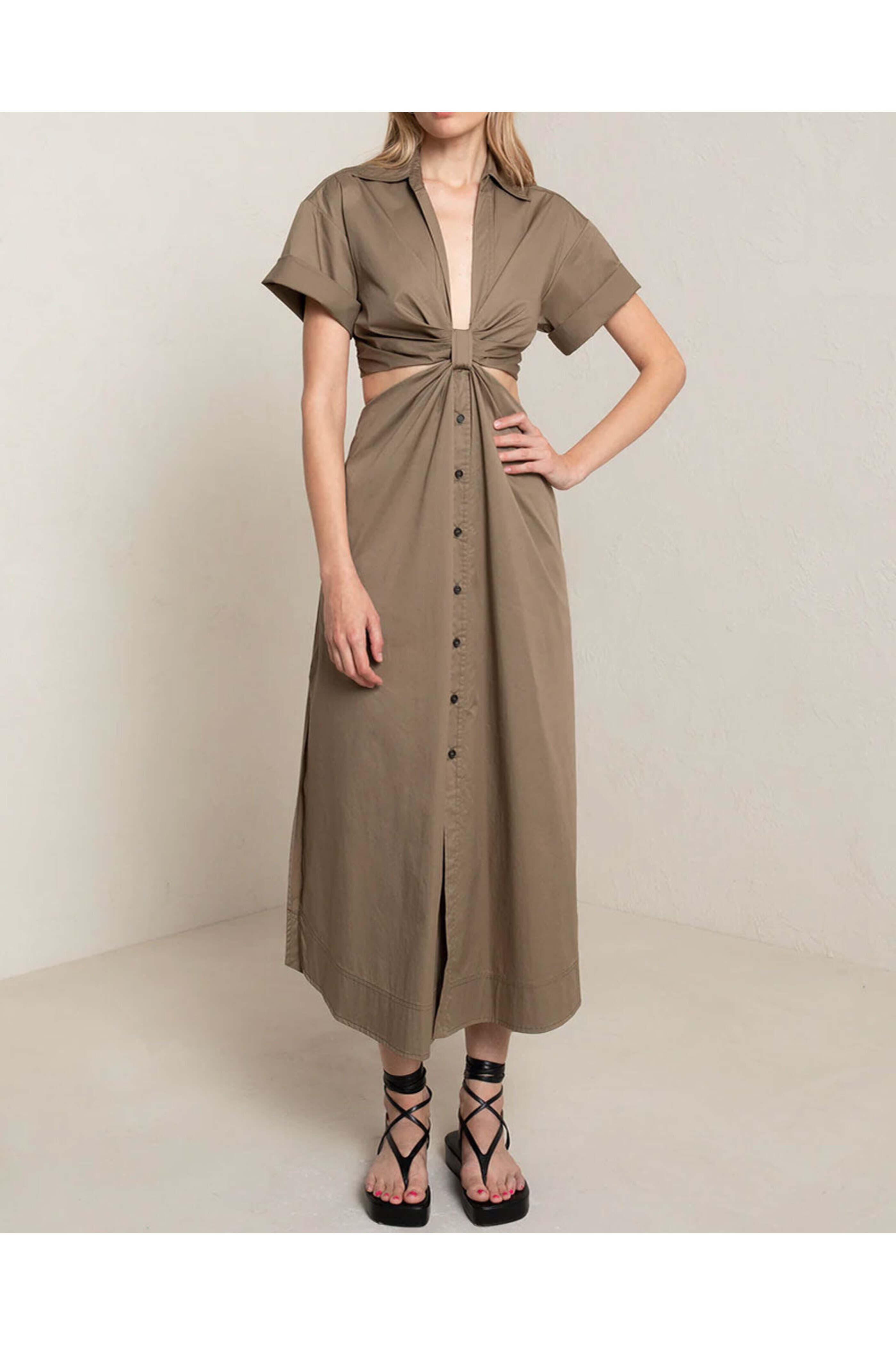 A.L.C. - Dried Basil Knot Front Georgia Midi Dress