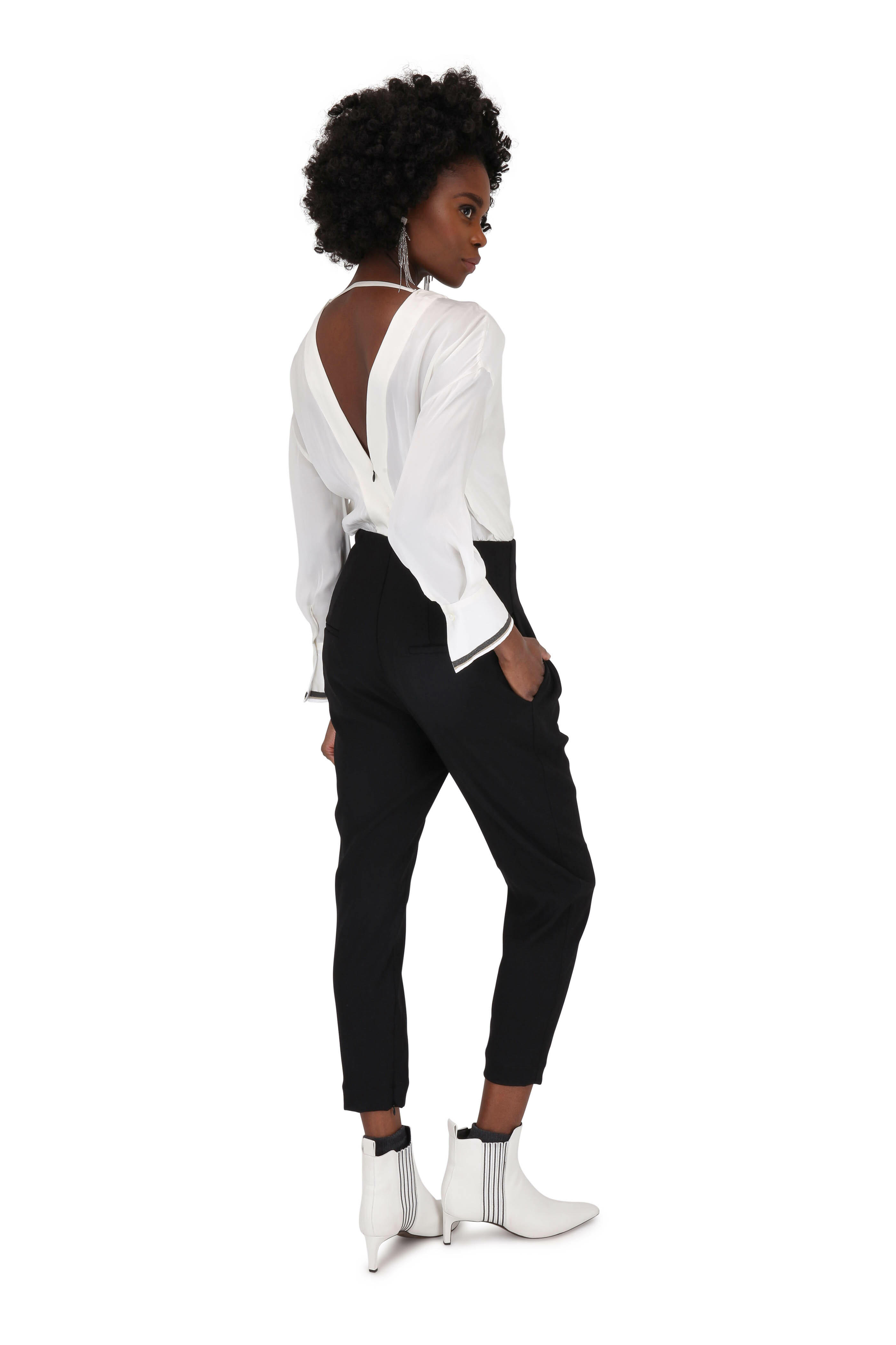 Brunello Cucinelli - Black & White Aztec Cashmere Belted Cardigan