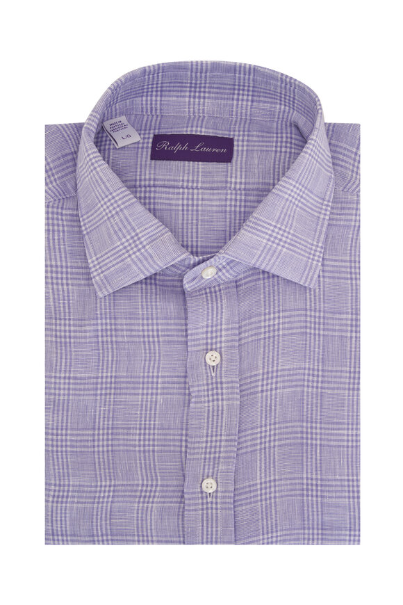 Ralph Lauren Purple Label Lavender Glen Check Linen Sport Shirt