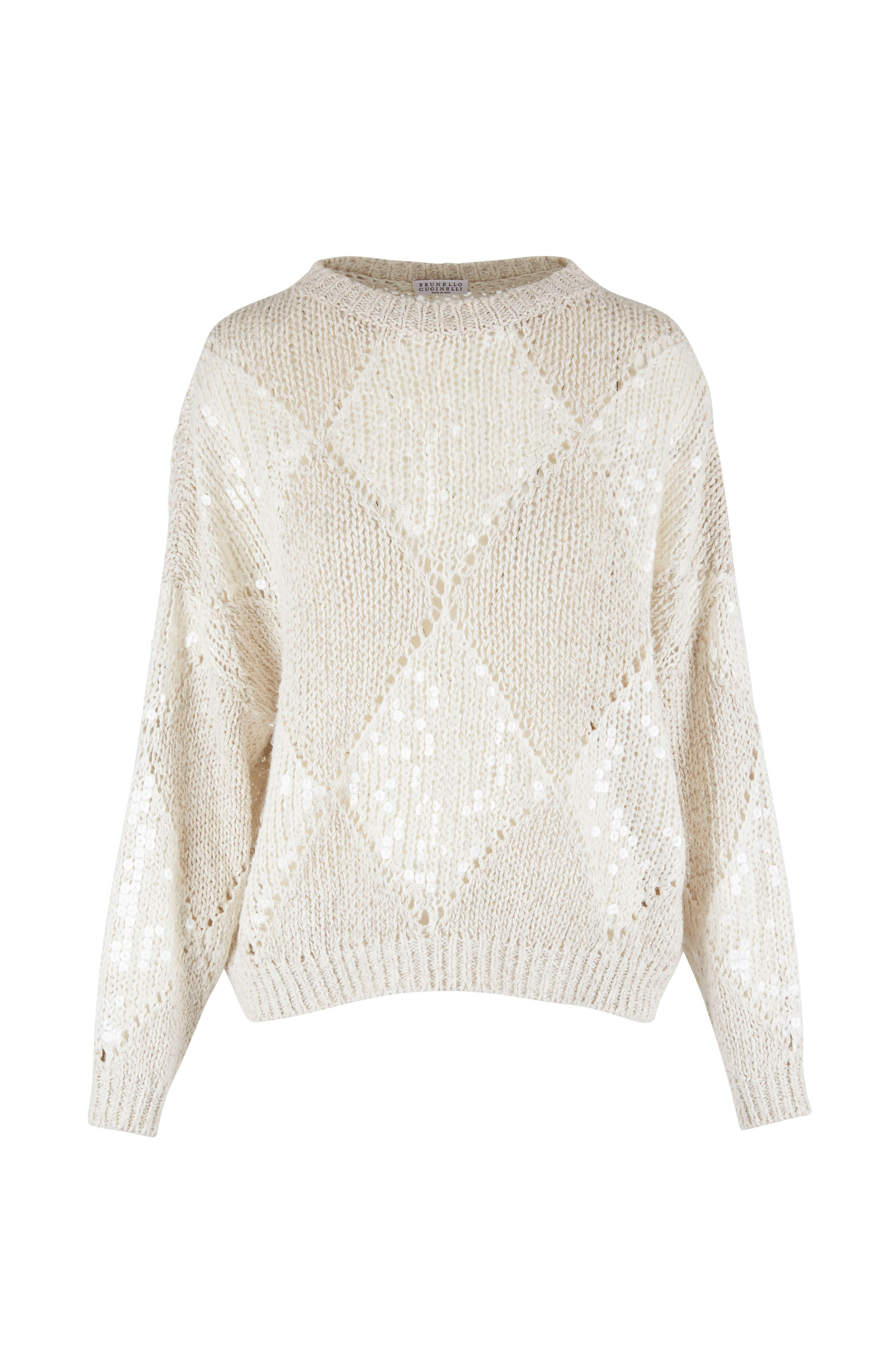 Brunello Cucinelli - Oat Opera Knit Paillette Sweater