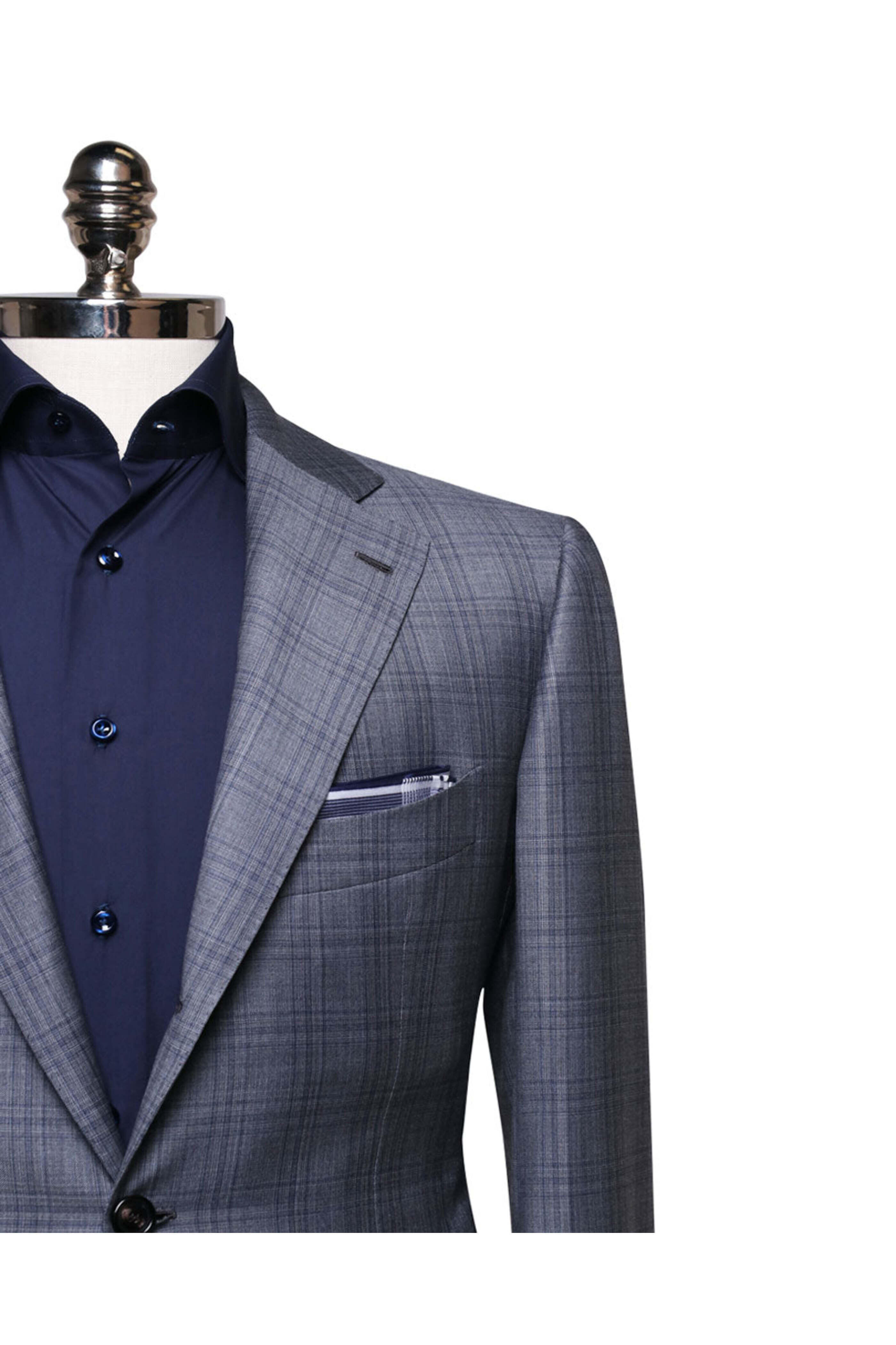 Cesare Attolini - Navy and Gray Plaid Suit