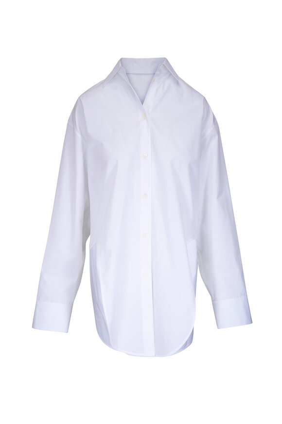Loewe White Cotton Curved Hem Button Down