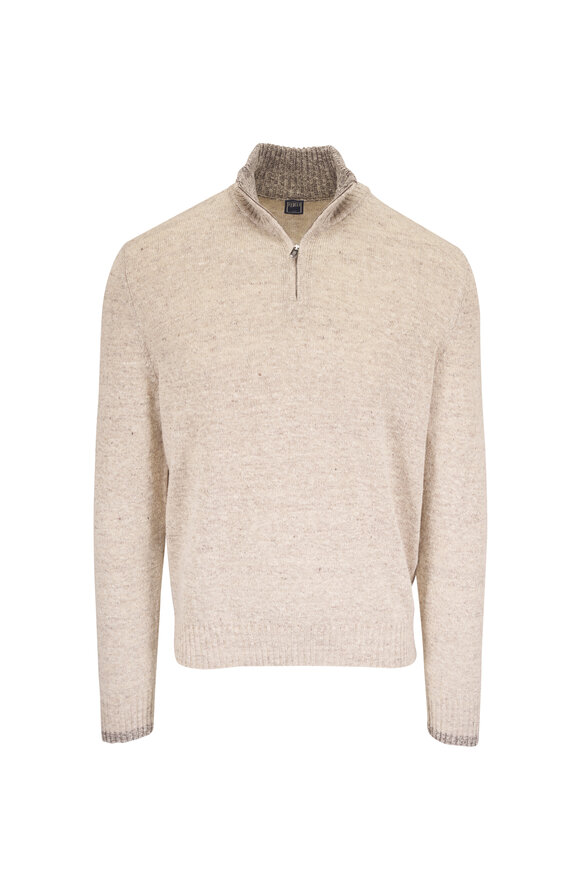 Fedeli Tan Mélange Quarter Zip Pullover - view 1