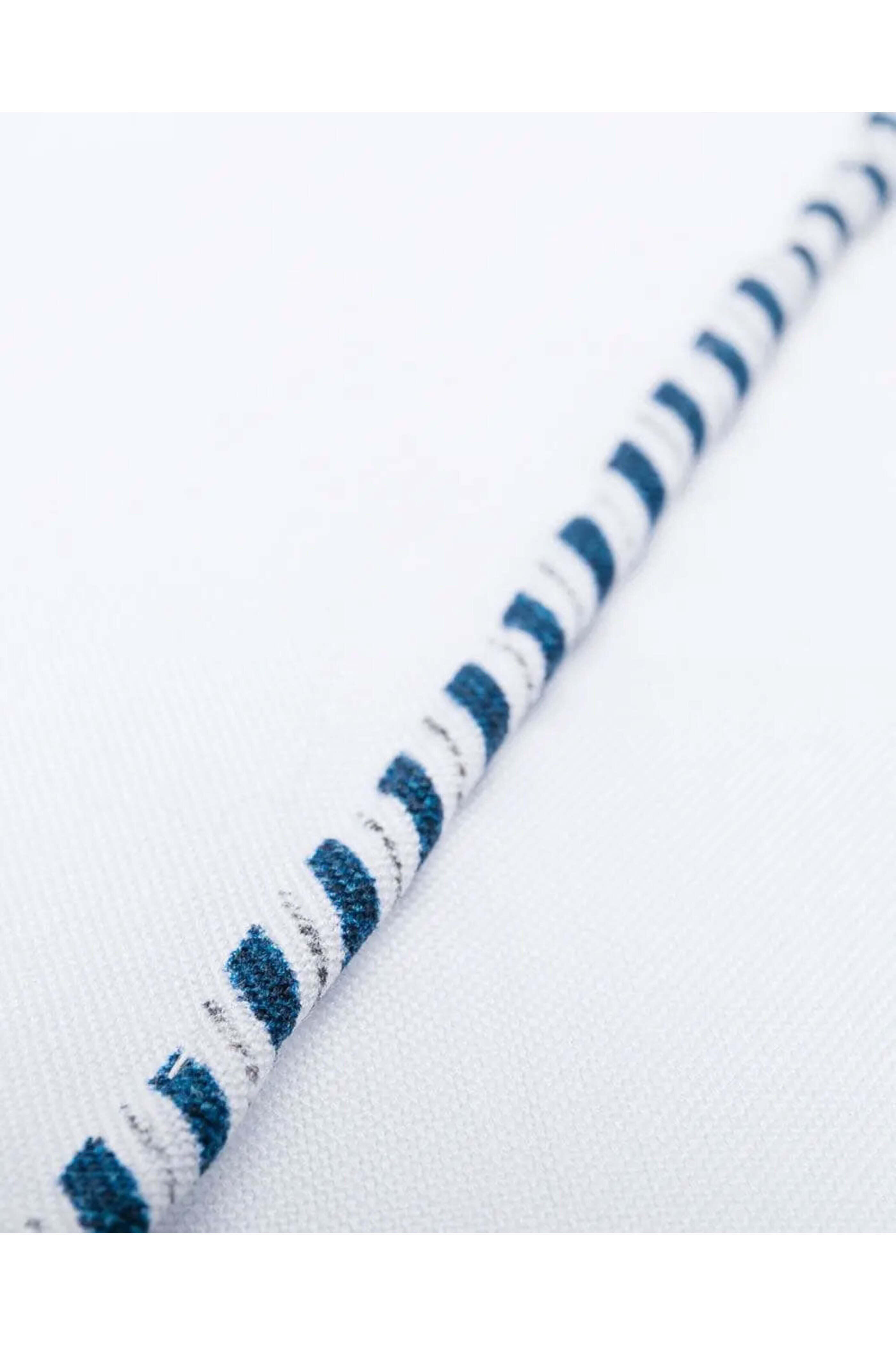 Brunello Cucinelli - White and Blue Trim Pocket Square