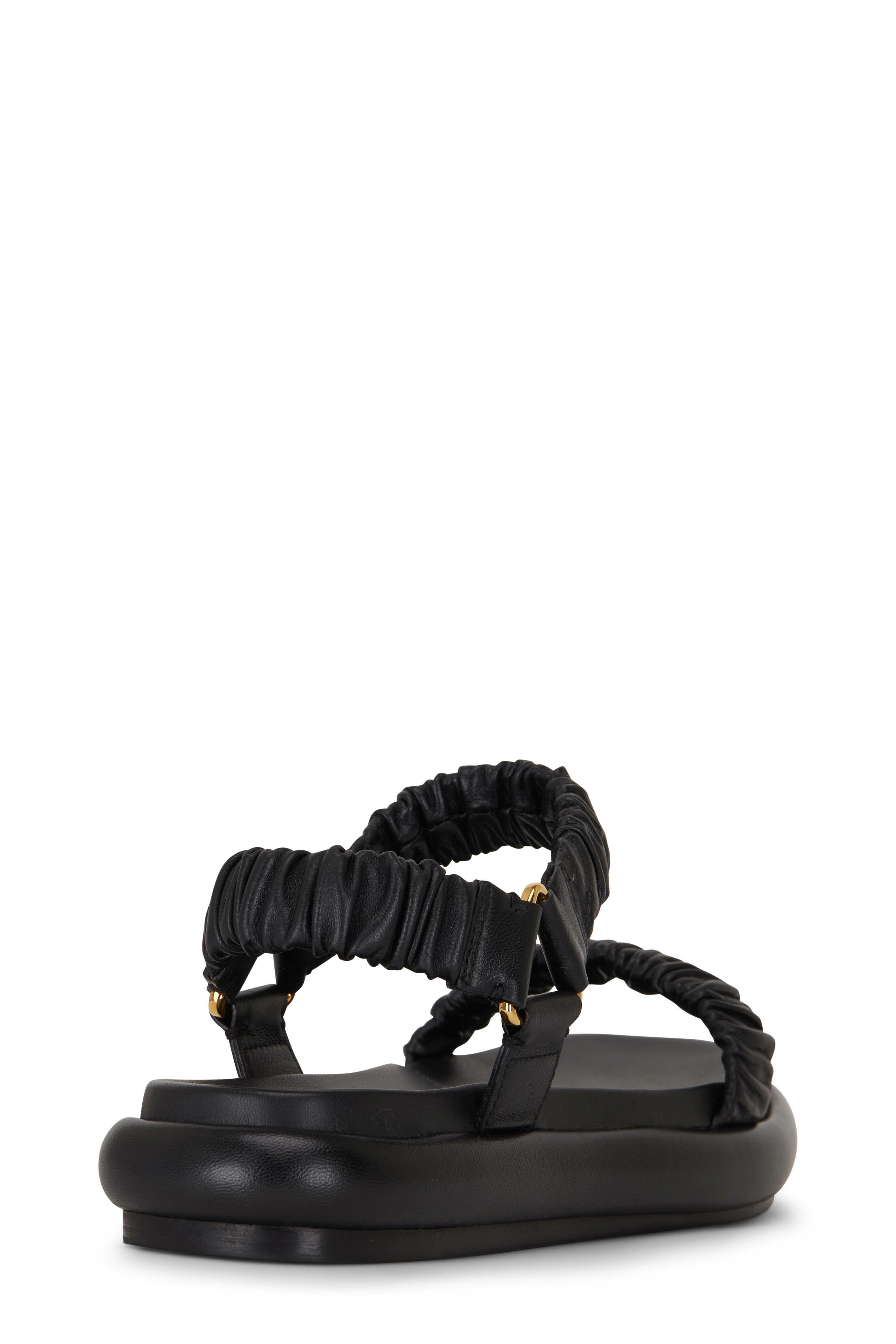 Khaite - Puglia Black Leather Flat Sandal | Mitchell Stores