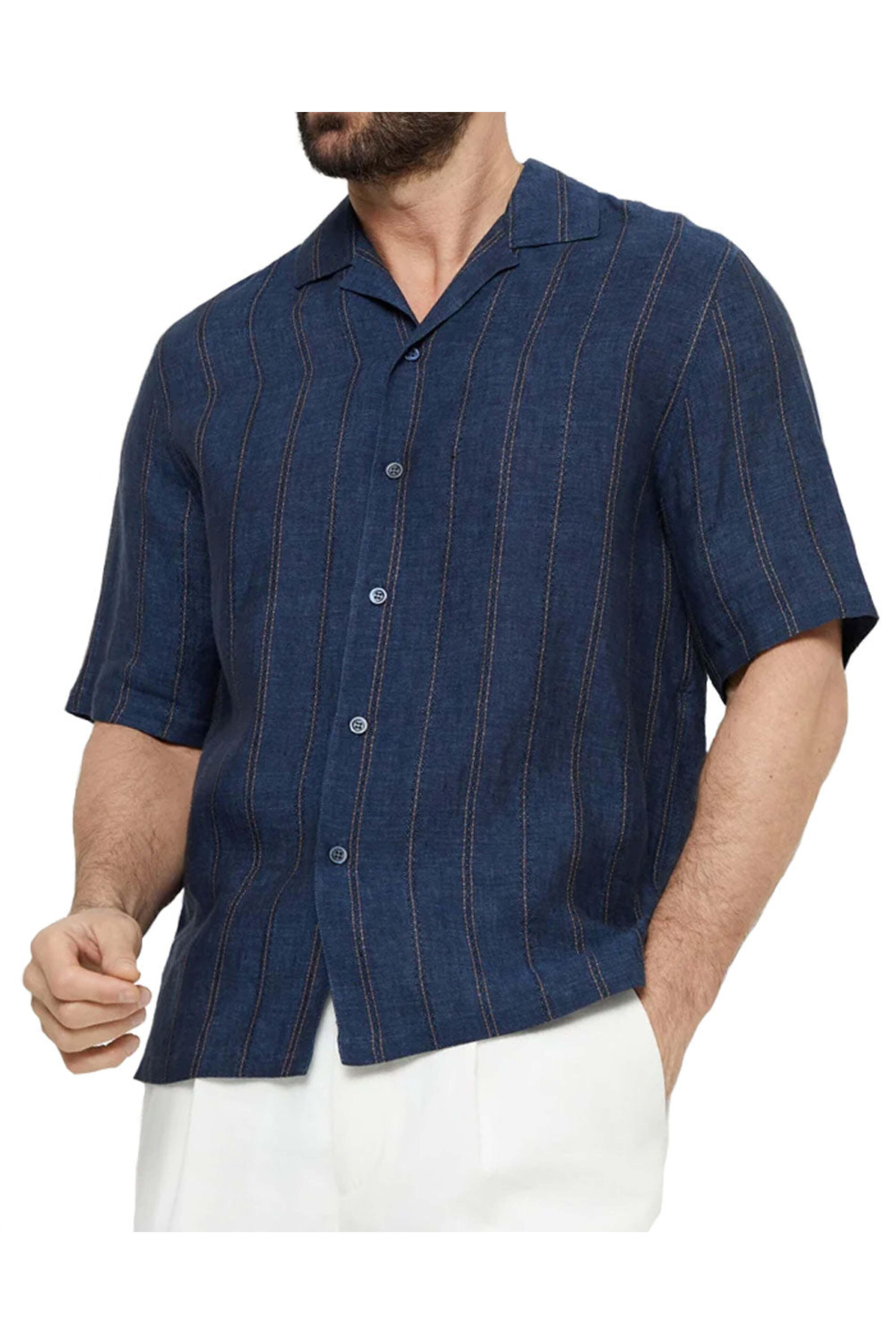 24AW new /BRUNELLO CUCINELLI フレンチカラーシャツ Shirt Blue Brunello Cucinelli - Blue Paisley Cotton Sport Shirt