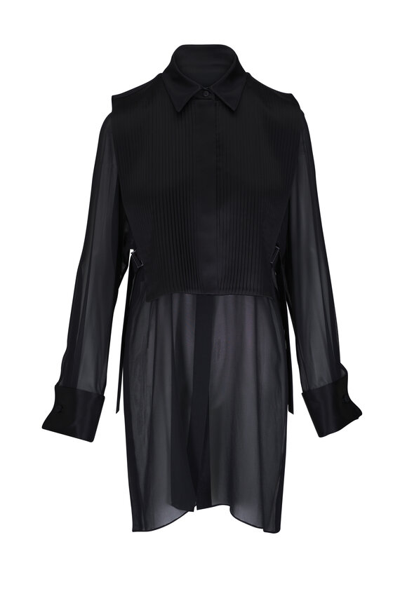 Lafayette 148 New York Black Silk Convertible Tuxedo Tunic & Vest