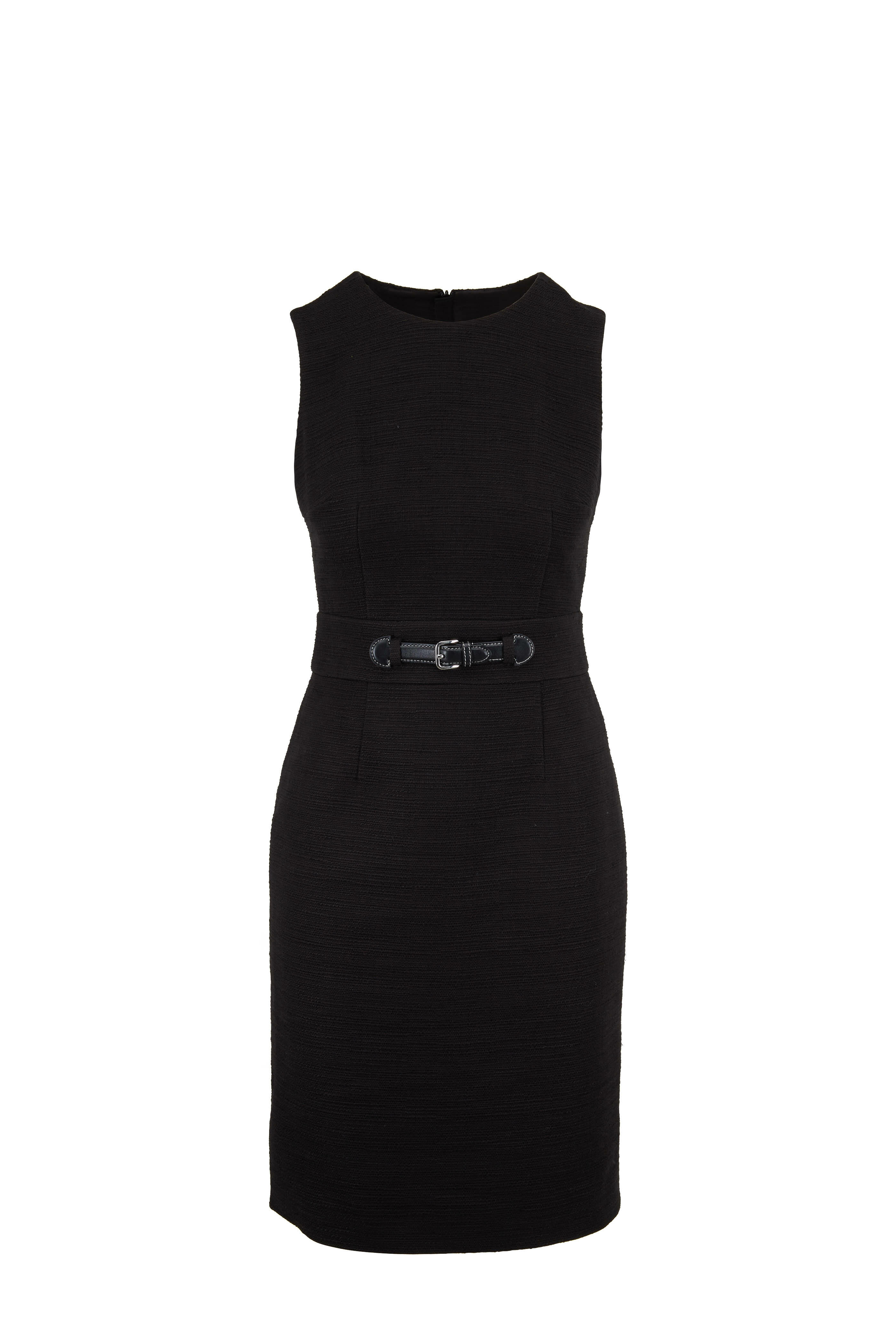 Paule Ka - Black Textured Cotton Sleeveless Dress