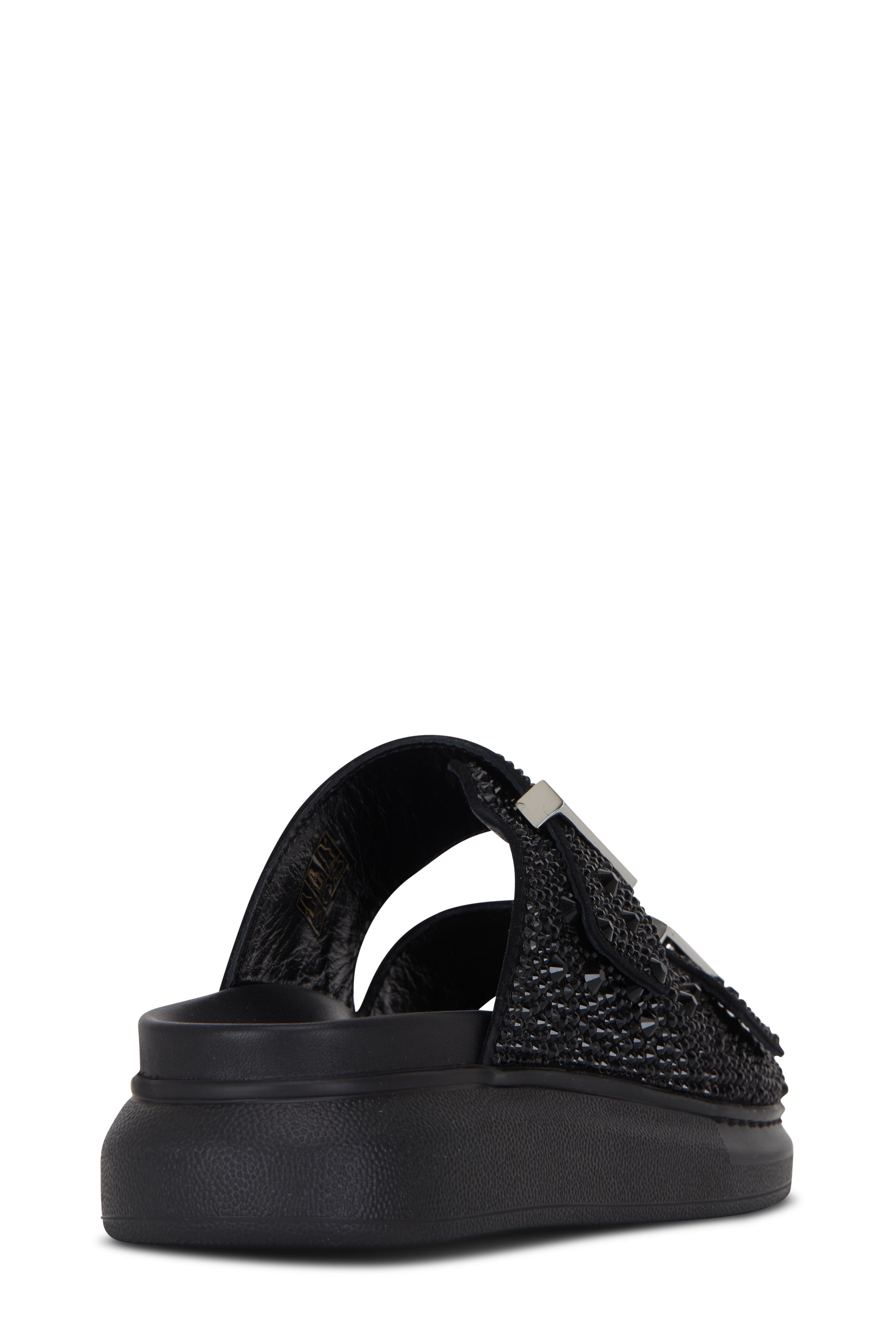 McQueen - Black Crystal Slide Sandal | Mitchell Stores