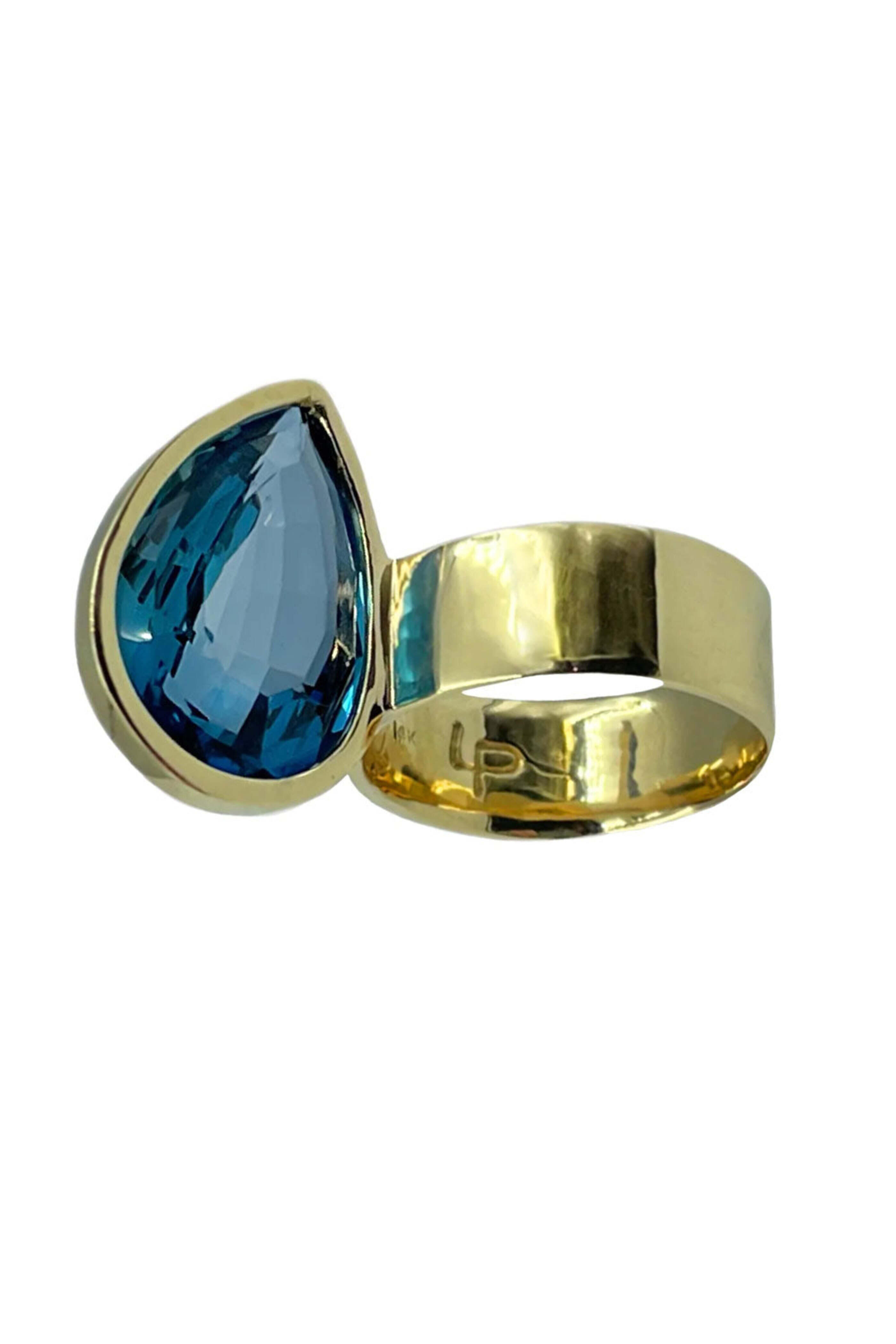Leslie Paige - Jumbo London Blue Topaz Perch Ring