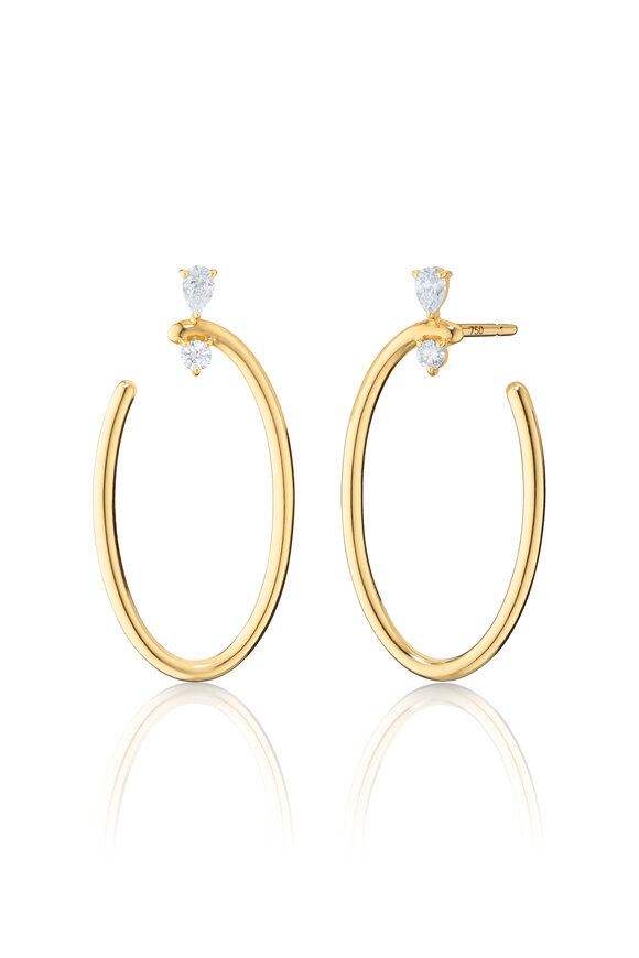 Monica Rich Kosann 18k Yellow Gold Large Diamond Galaxy Wrap Hoops