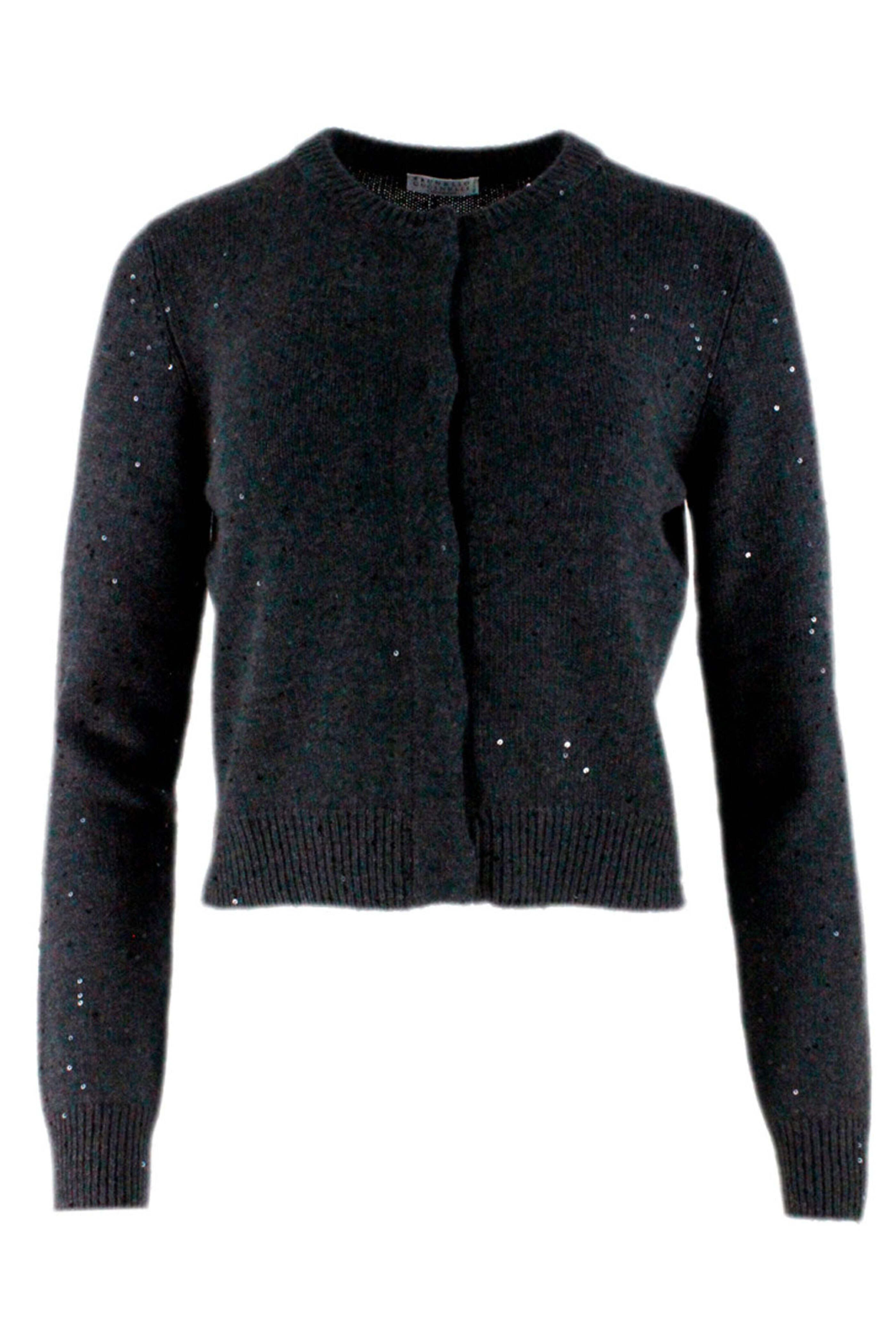 BRUNELLO CUCINELLI★Paillette Cashmere Silk Sweater Dress BRUNELLO CUCINELLI Paillette Cashmere Silk Crewneck Sweater