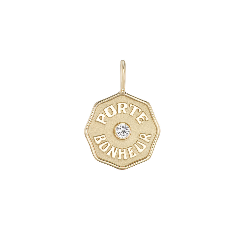 Marlo Laz - 14k Yellow Gold Diamond Porte Bonheur Charm