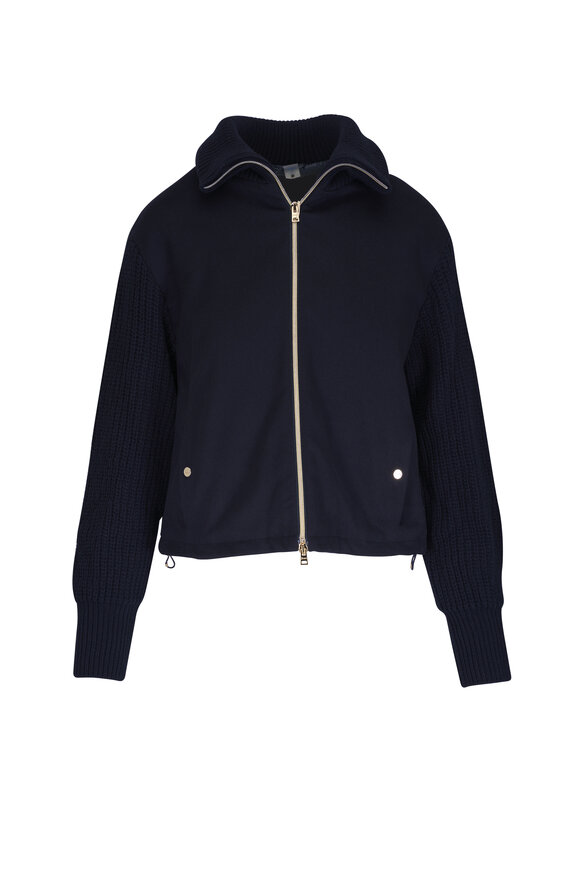 Herno Navy Cashmere Bomber Jacket