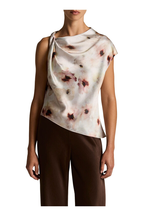 Vince Soft Peony Watercolor Floral Print Top - view 2