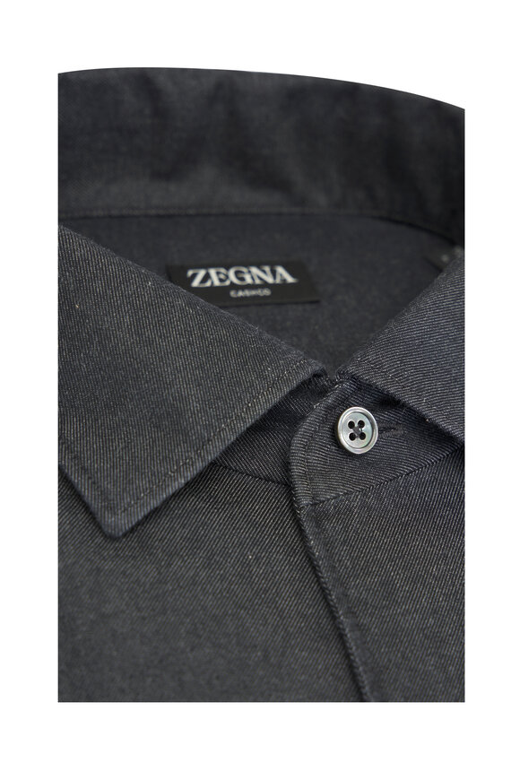 Zegna - Navy Blue Cotton & Cashmere Sport Shirt