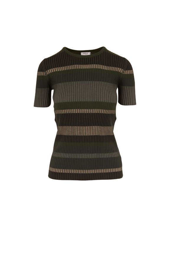 Akris Punto - Yucca & Agave Stripe Wool Ribbed T-Shirt