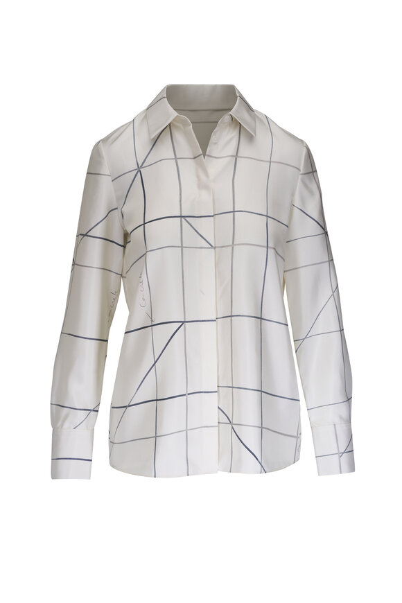 Lafayette 148 New York - Scottie Floorplan Print Silk Twill Button Blouse