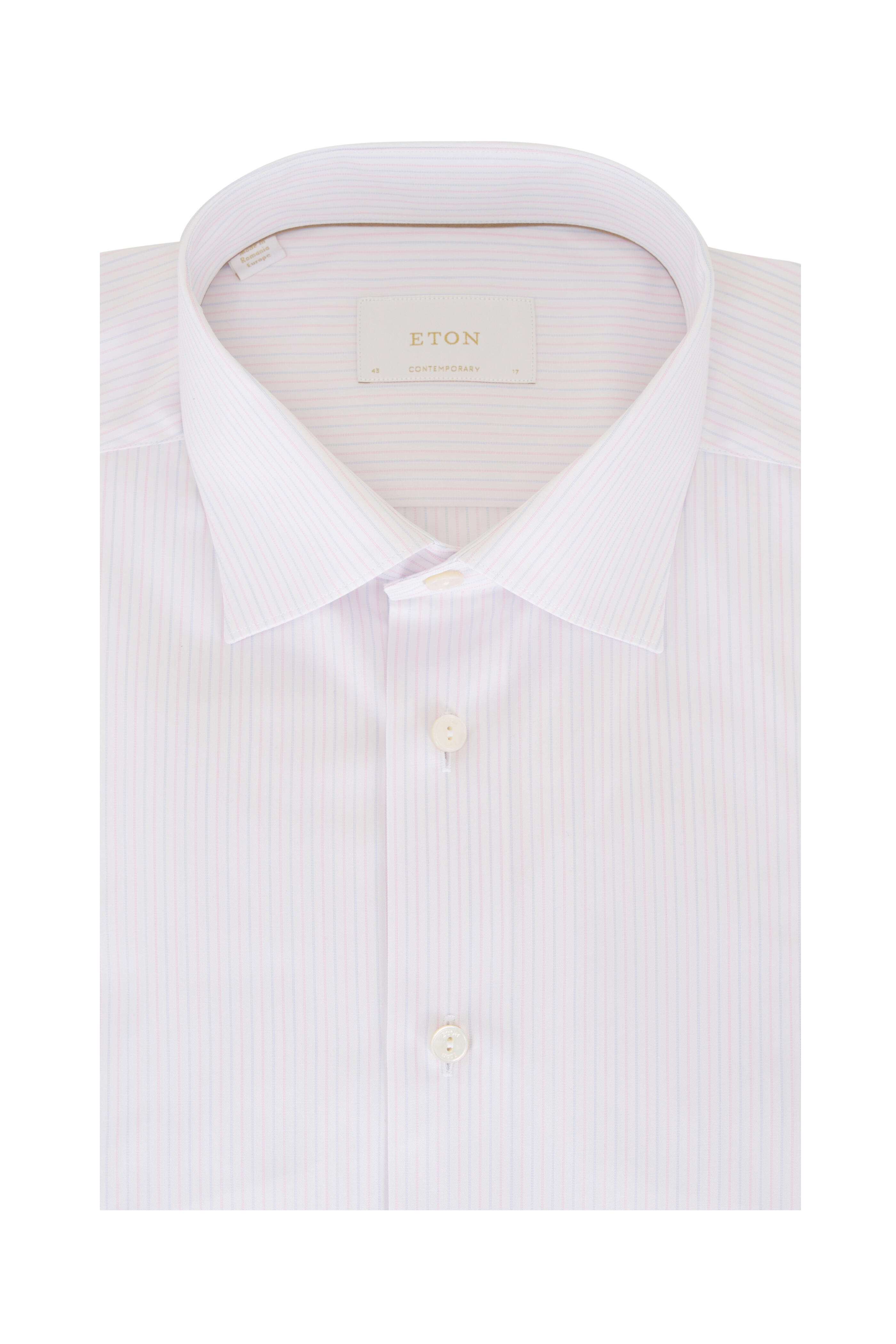 Eton - Pink & Blue Stripe Cotton Dress Shirt