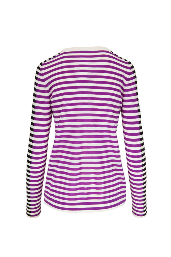 Akris Punto - Cream, Purple & Black Stripe Sweater