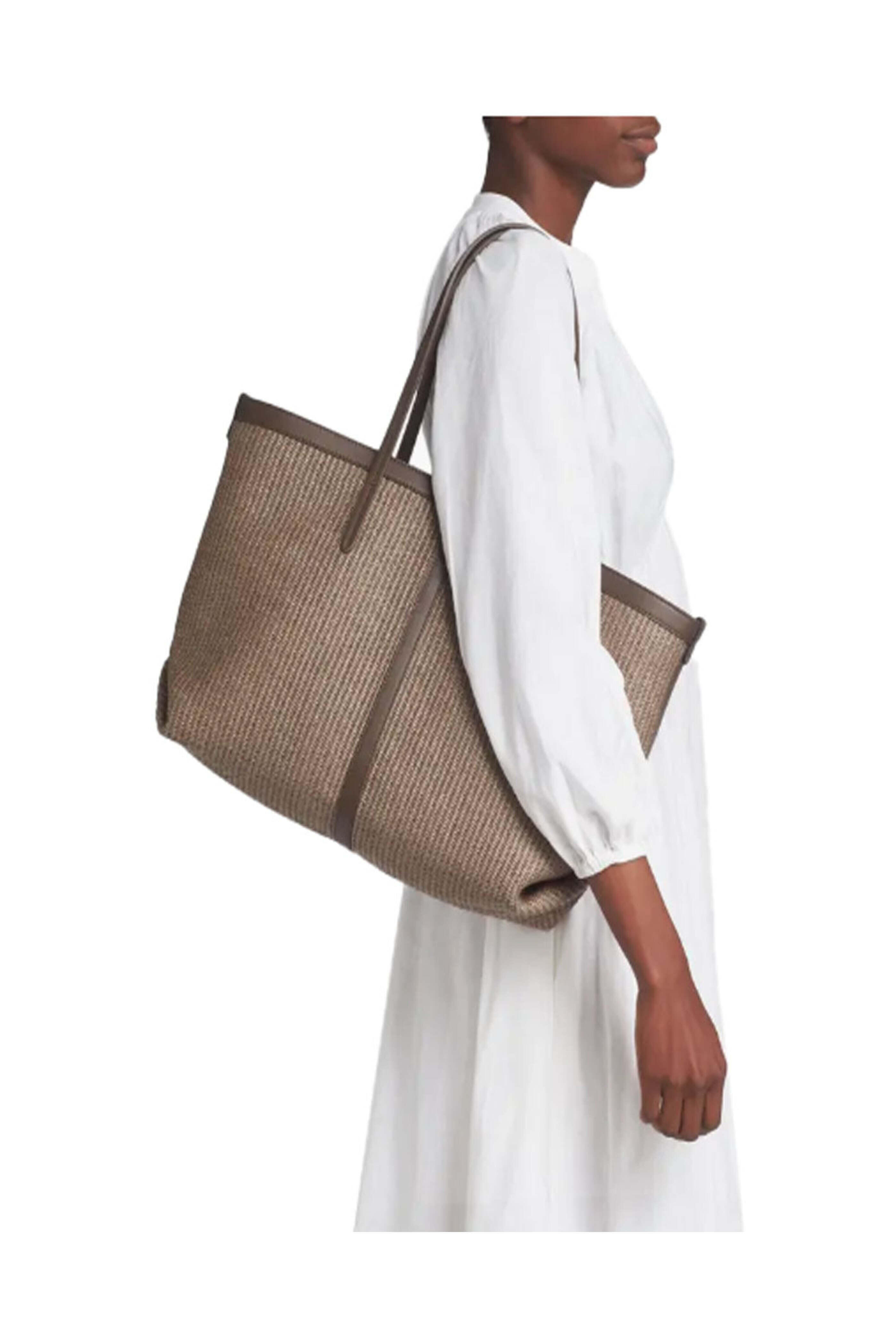 トートバッグ Brunello Cucinelli Shopper Brunello Cucinelli - New Ice Taupe Reversible Large Shopper