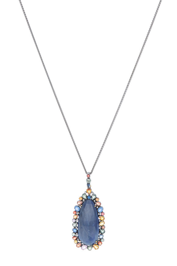 Loriann - Gold & Silver Multi Sapphire Diamond Necklace
