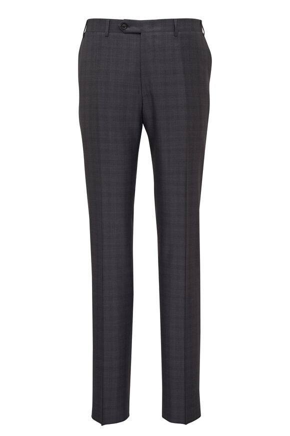 Canali - Gray Plaid Wool & Silk Suit