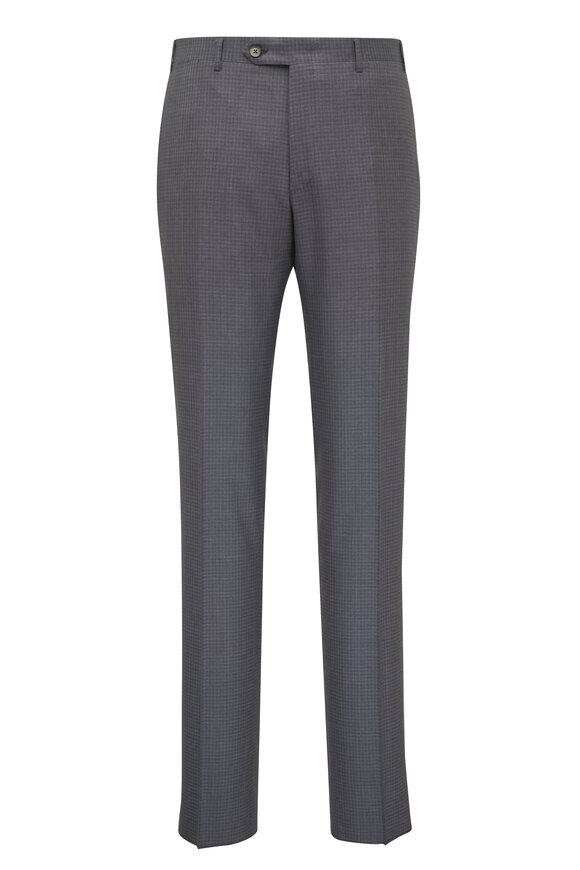 Canali Light Gray Summer Check Wool & Silk Suit - view 4