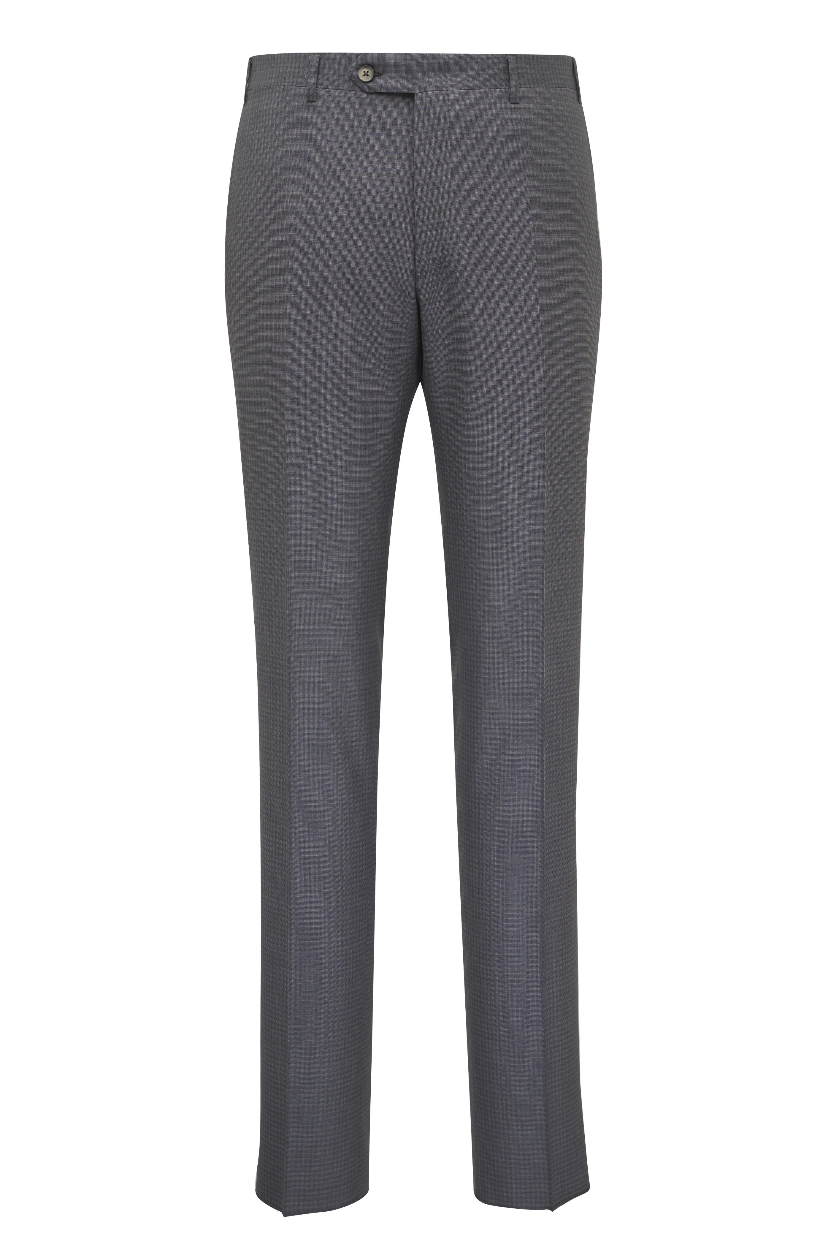 Canali - Light Gray Summer Check Wool & Silk Suit