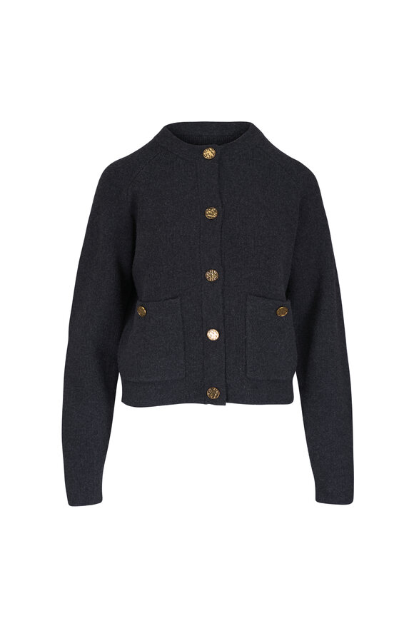 Totême Charcoal Hammered Button Cardigan