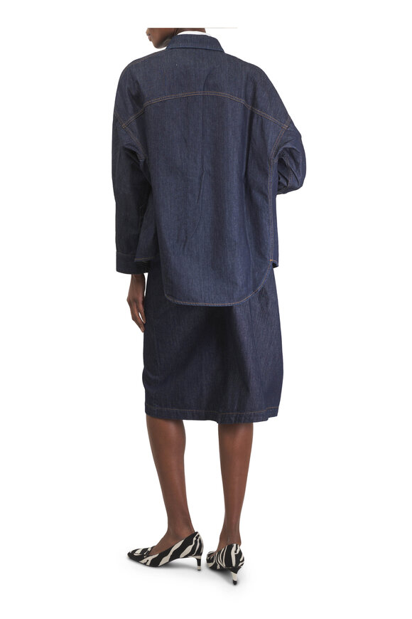 Dries Van Noten Casio Indigo Button-Up Denim Blouse - view 4
