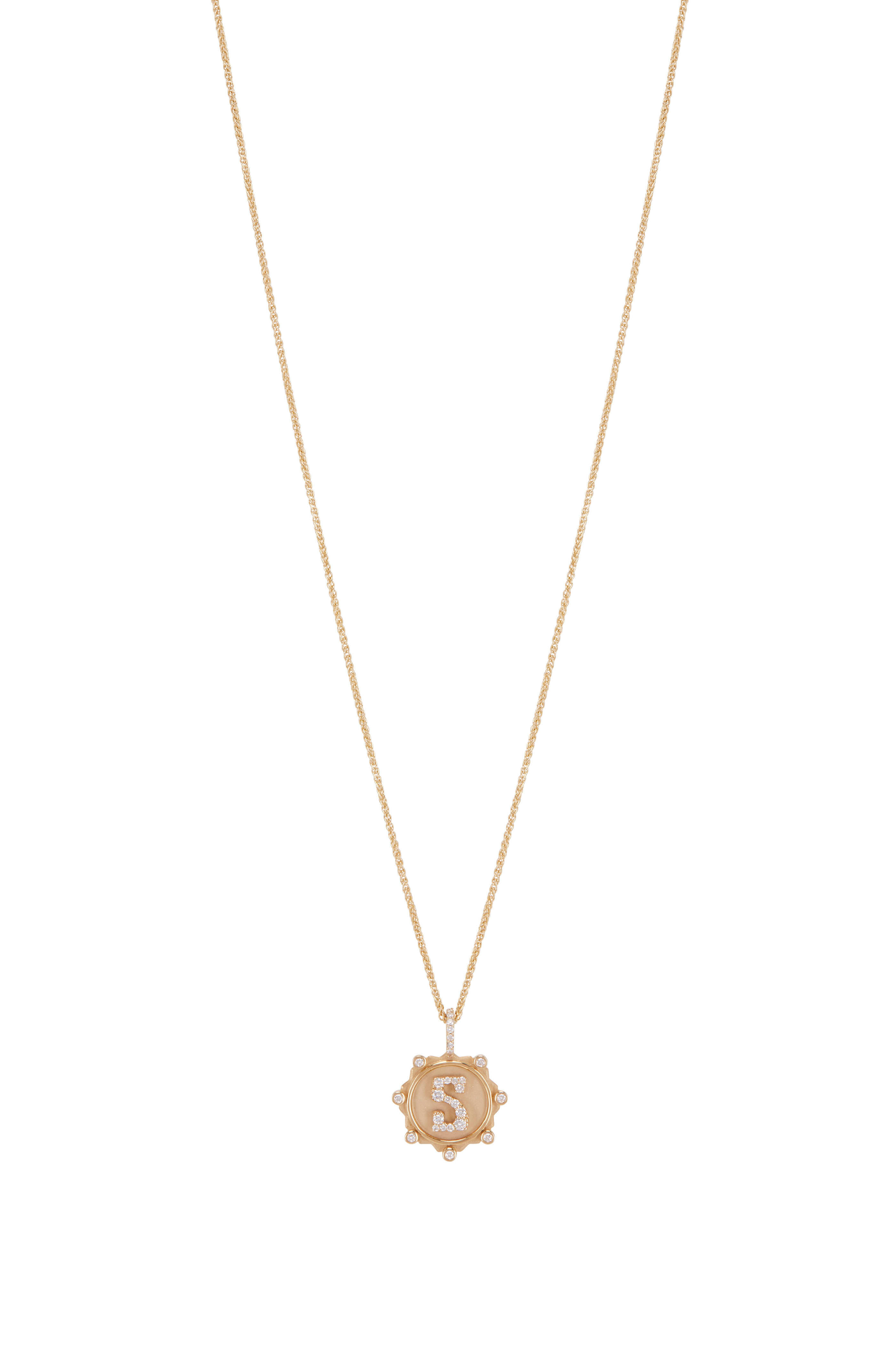 Initial Necklace W / 14K Rose Gold - Marlo Laz