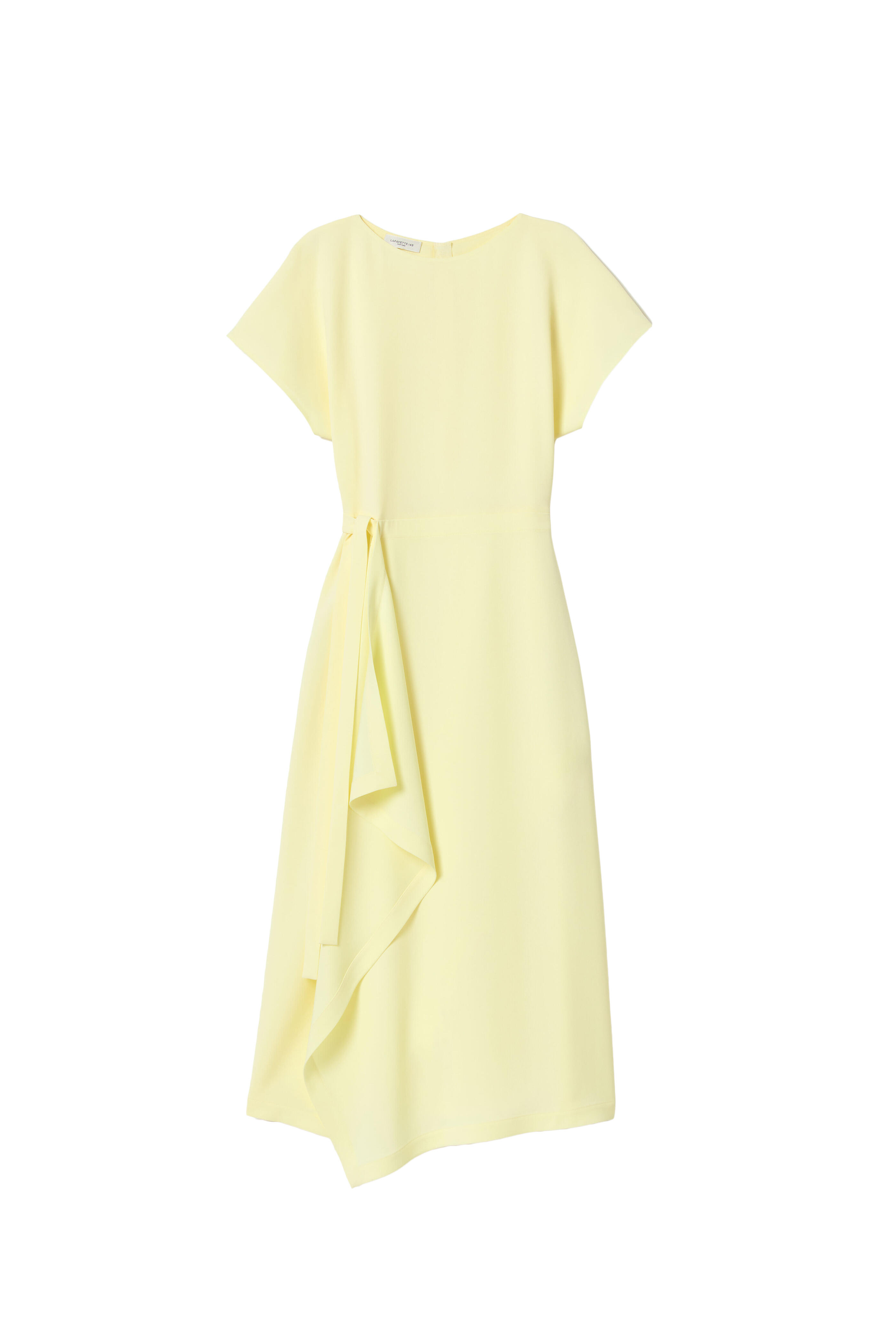 Lafayette 148 New York - Yellow Chalk Draped Side Tie Midi Dress