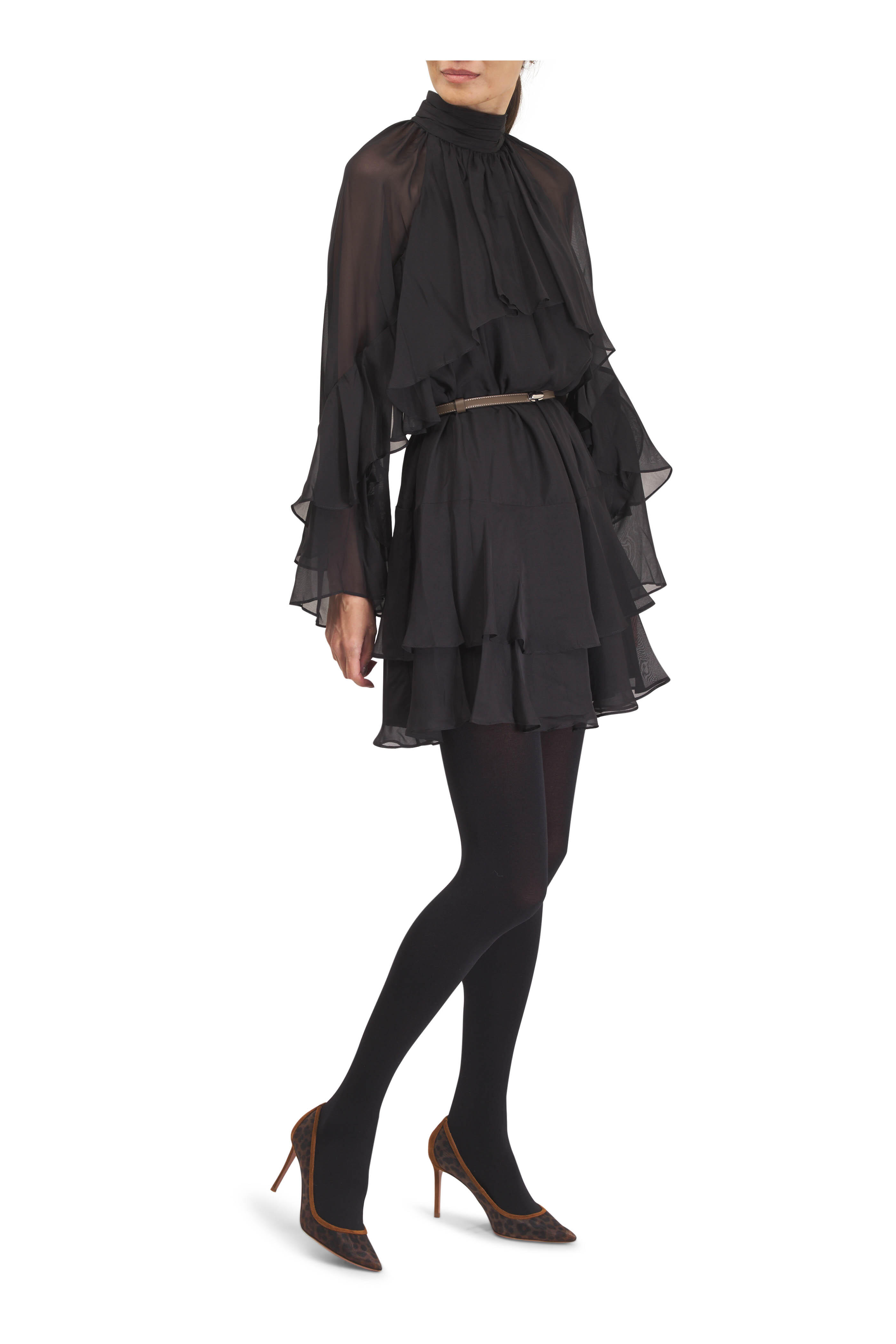 Veronica Beard - Adlington Black Ruffle Silk Mini Dress