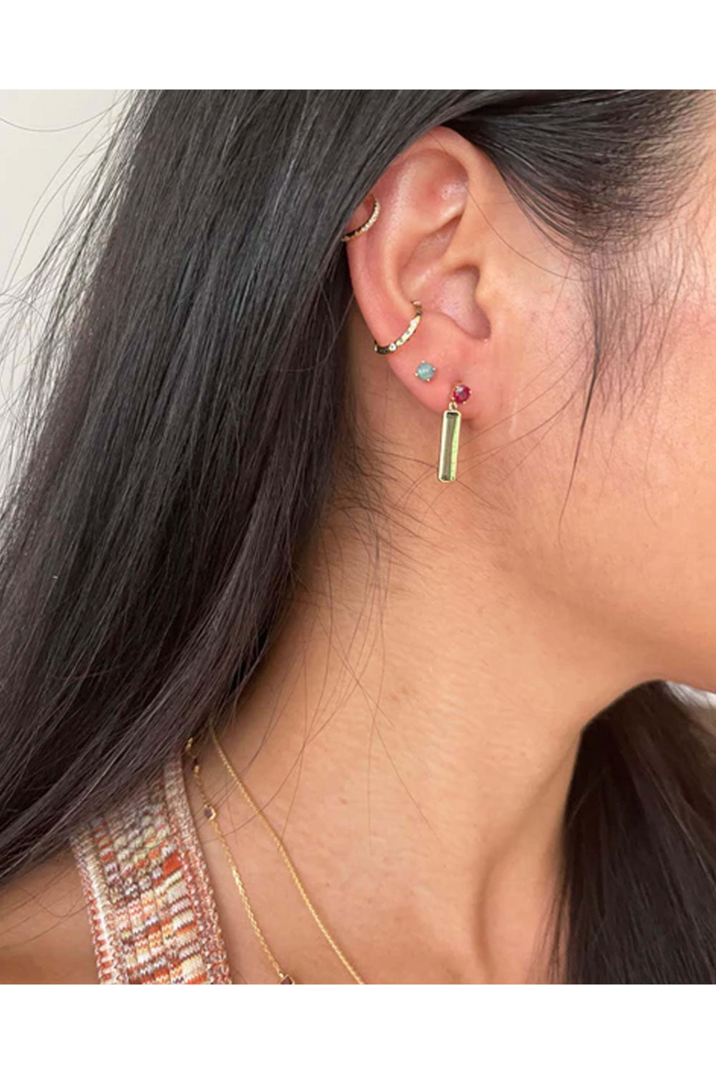 Yi Collection - Ruby and Tourmaline Bar Earrings - view 2
