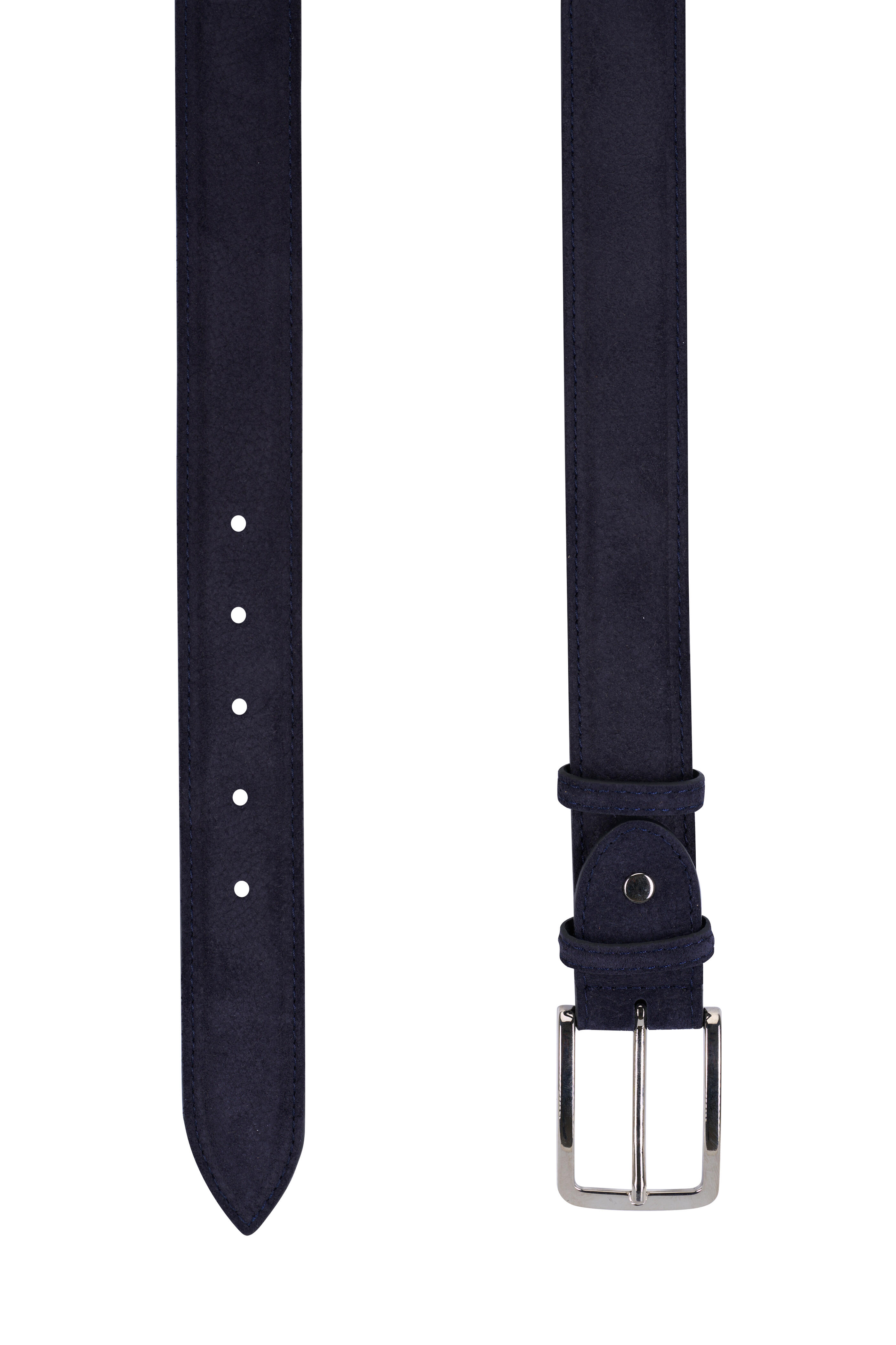 Bontoni - Navy Blue Textured Suede Belt