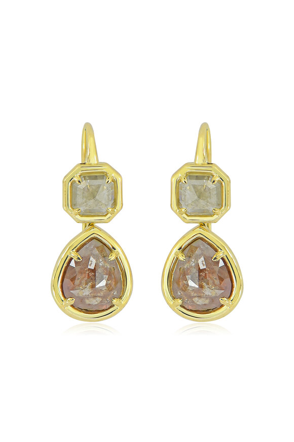 Sutra 18k Yellow Gold Diamond Dangle Earring