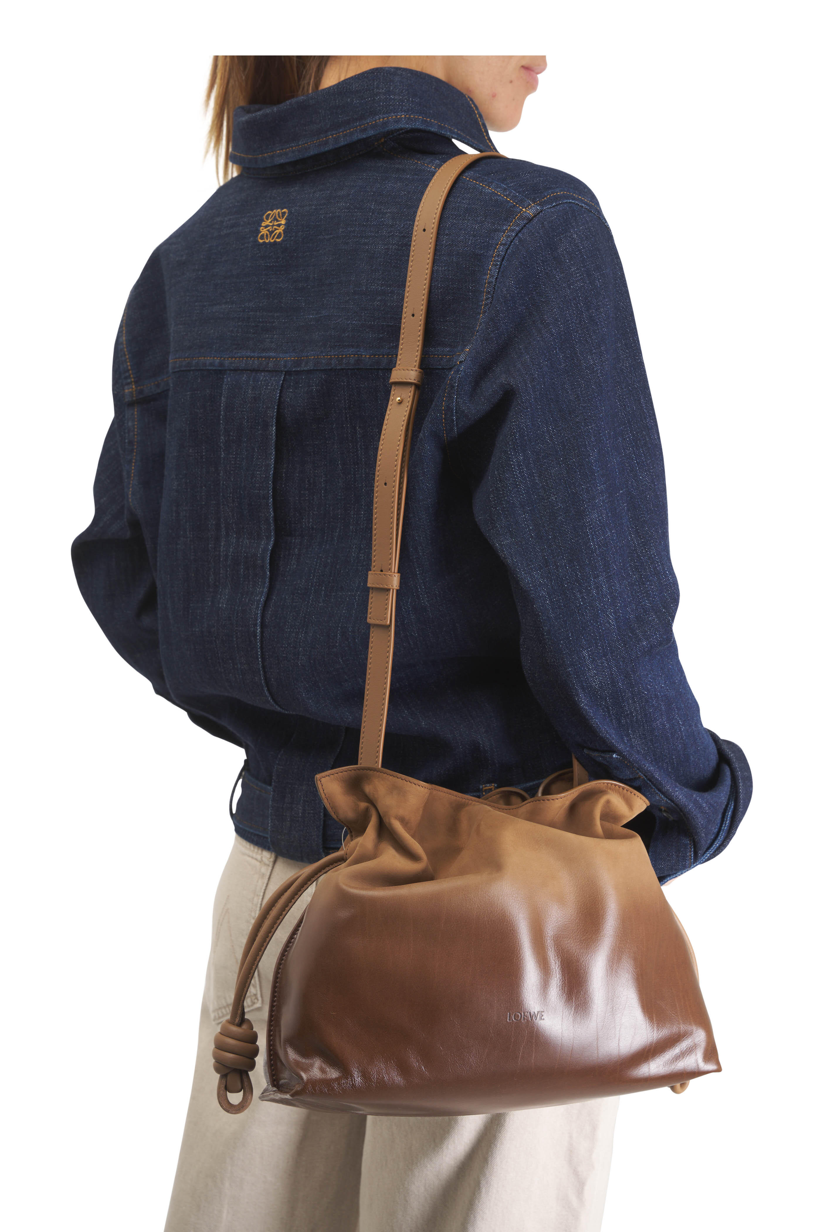 Loewe - Medium Flamenco Mocha Leather Clutch