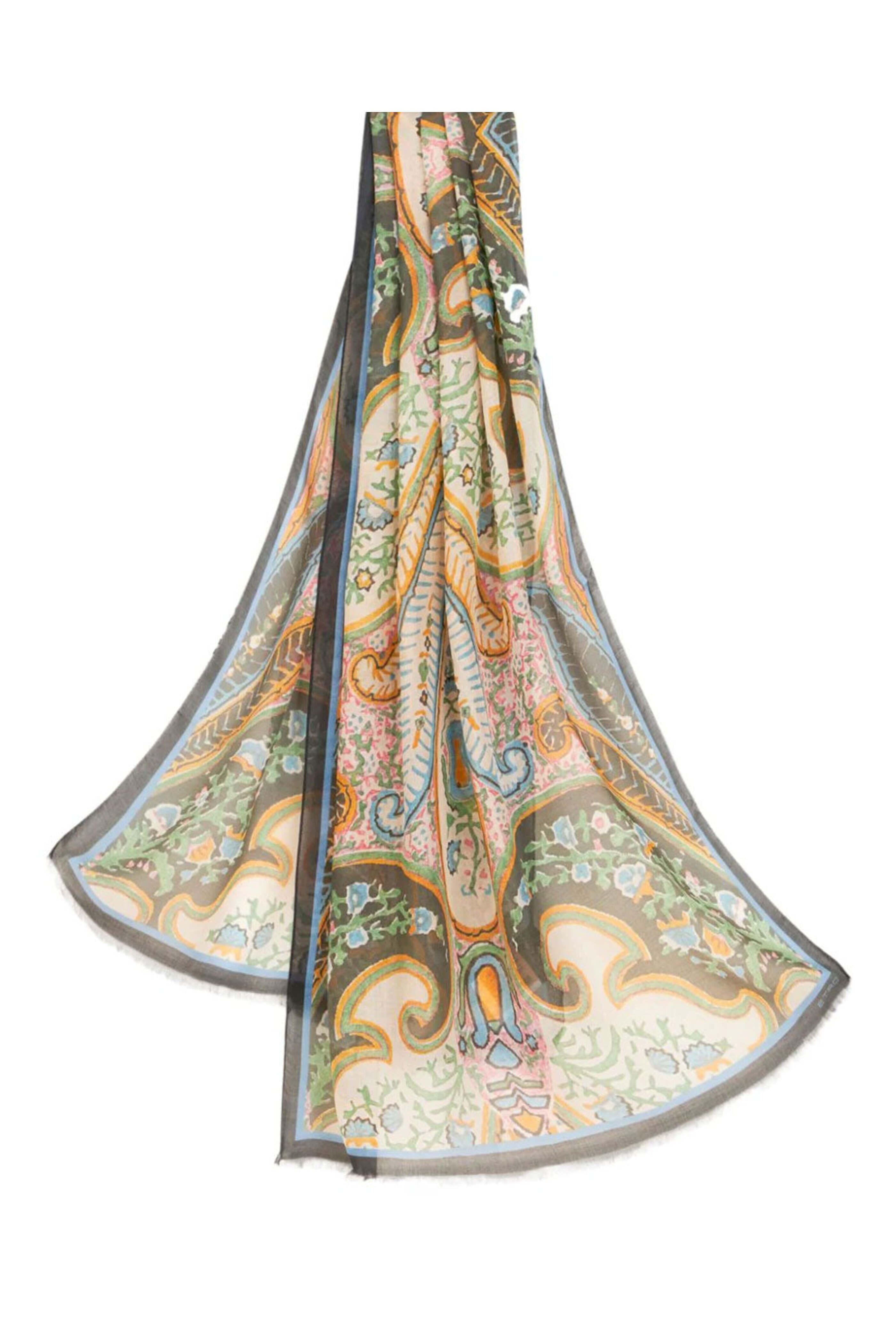 Etro - Paisley Print Frayed Modal Scarf
