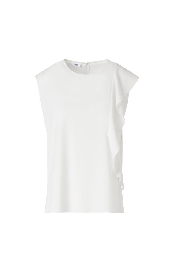 Akris Punto Cream Flounce Laser Cut Crepe Blouse - view 1